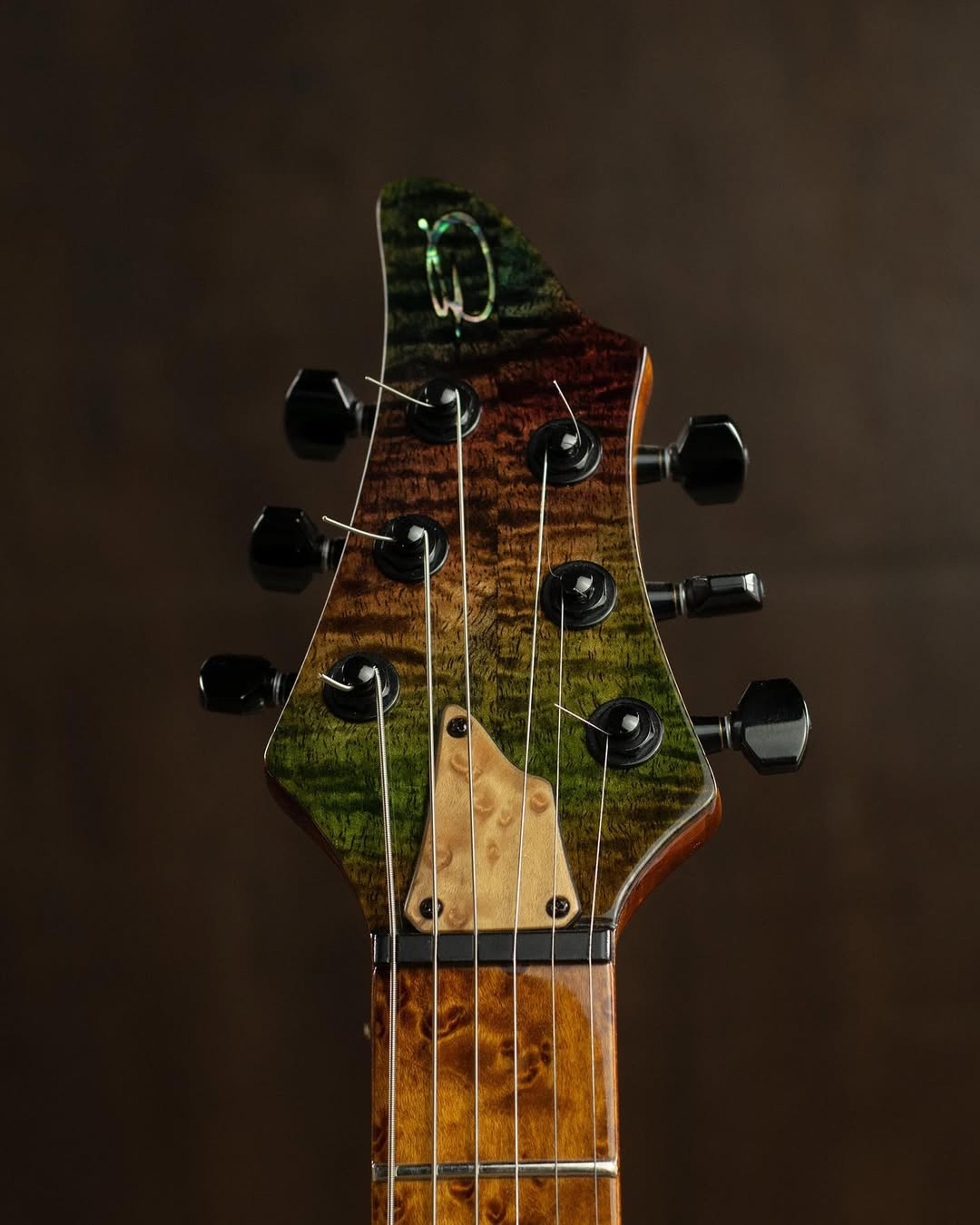 Front Headstock view of the ODIENG Anthea 6 string Guitar