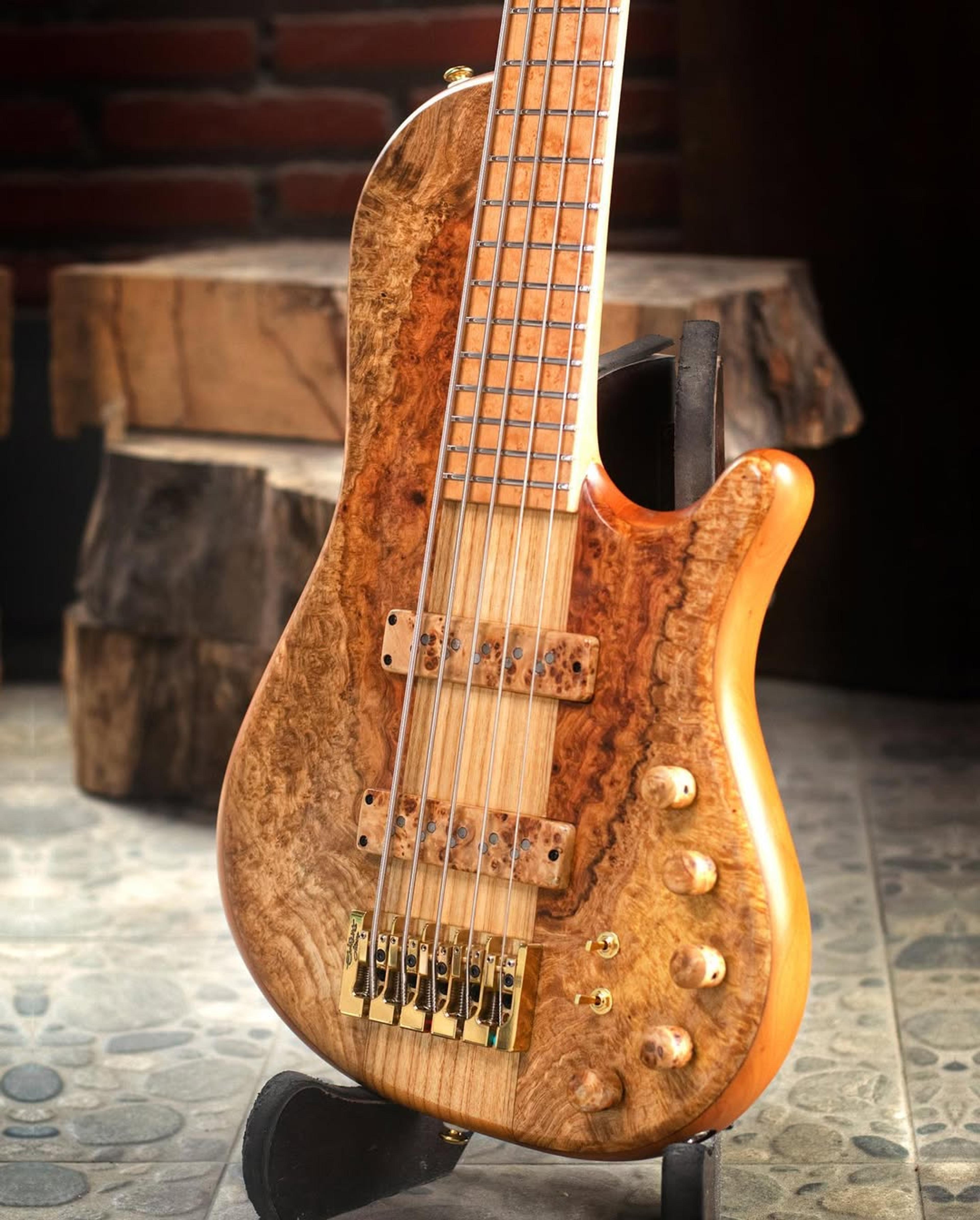 Side Body view of the ODIENG Nebula 5 string bass