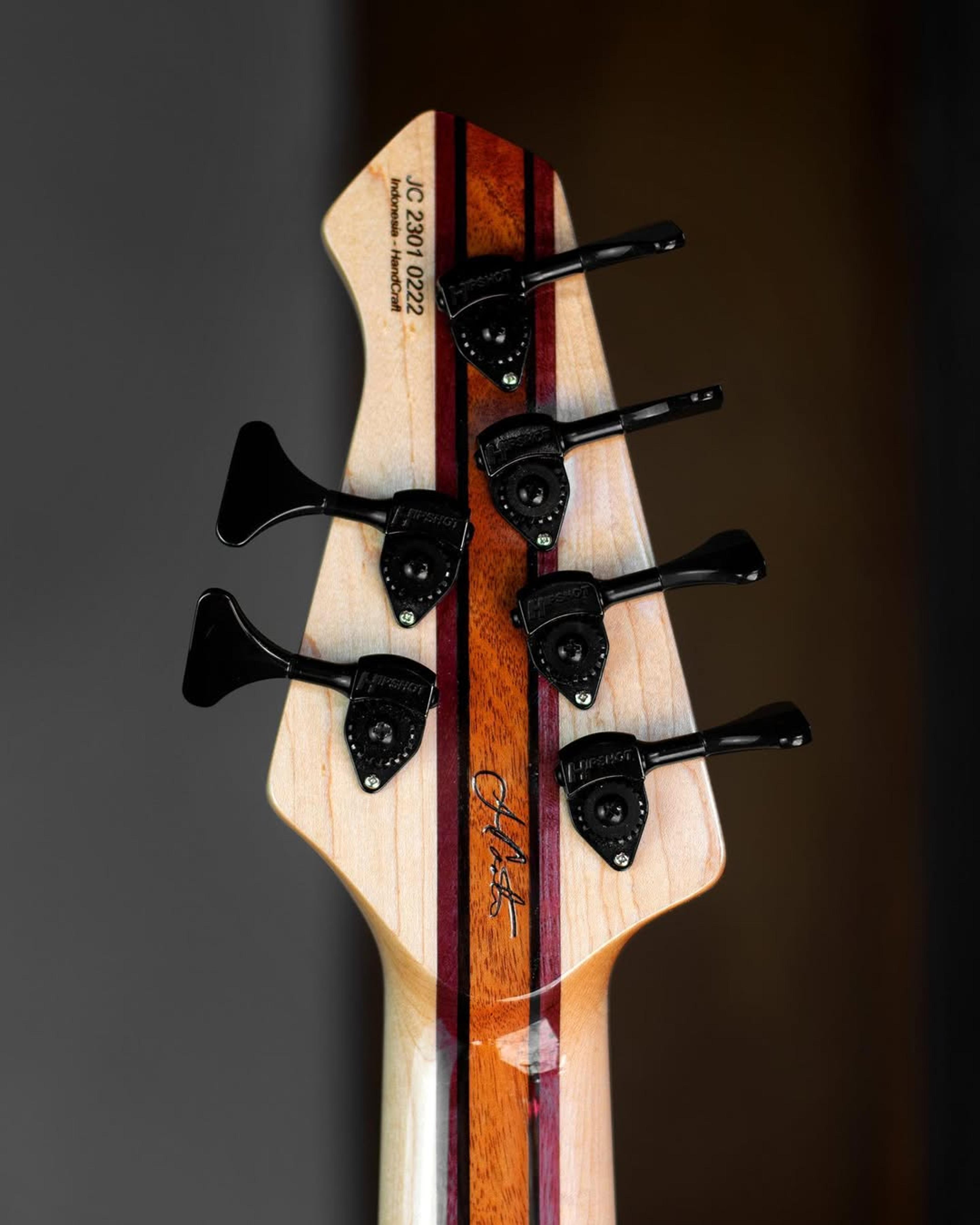 Back Headstock view of the ODIENG JC'82 V2 Signature 6 string bass