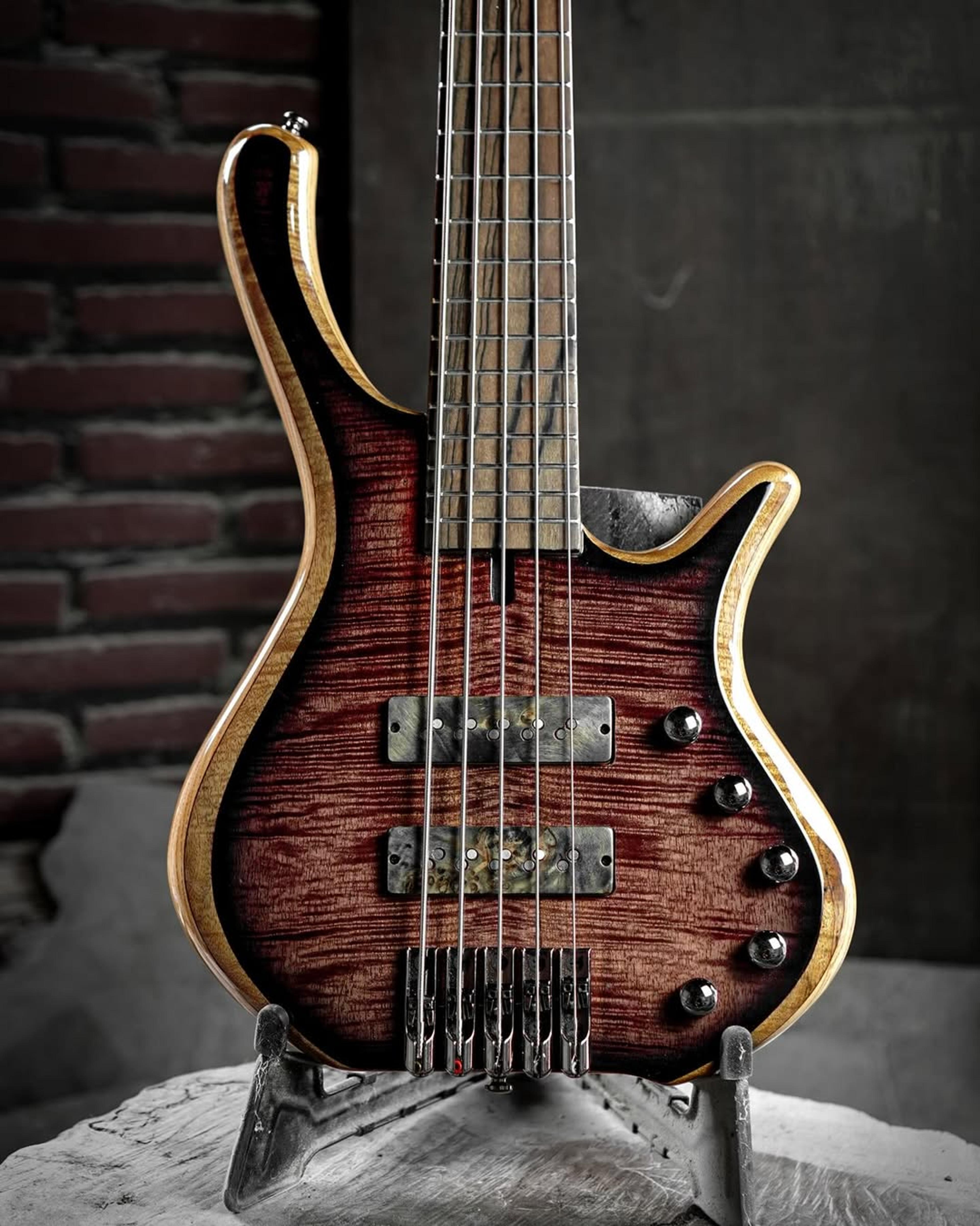 Front body view of the EF Morbid 5 string bass