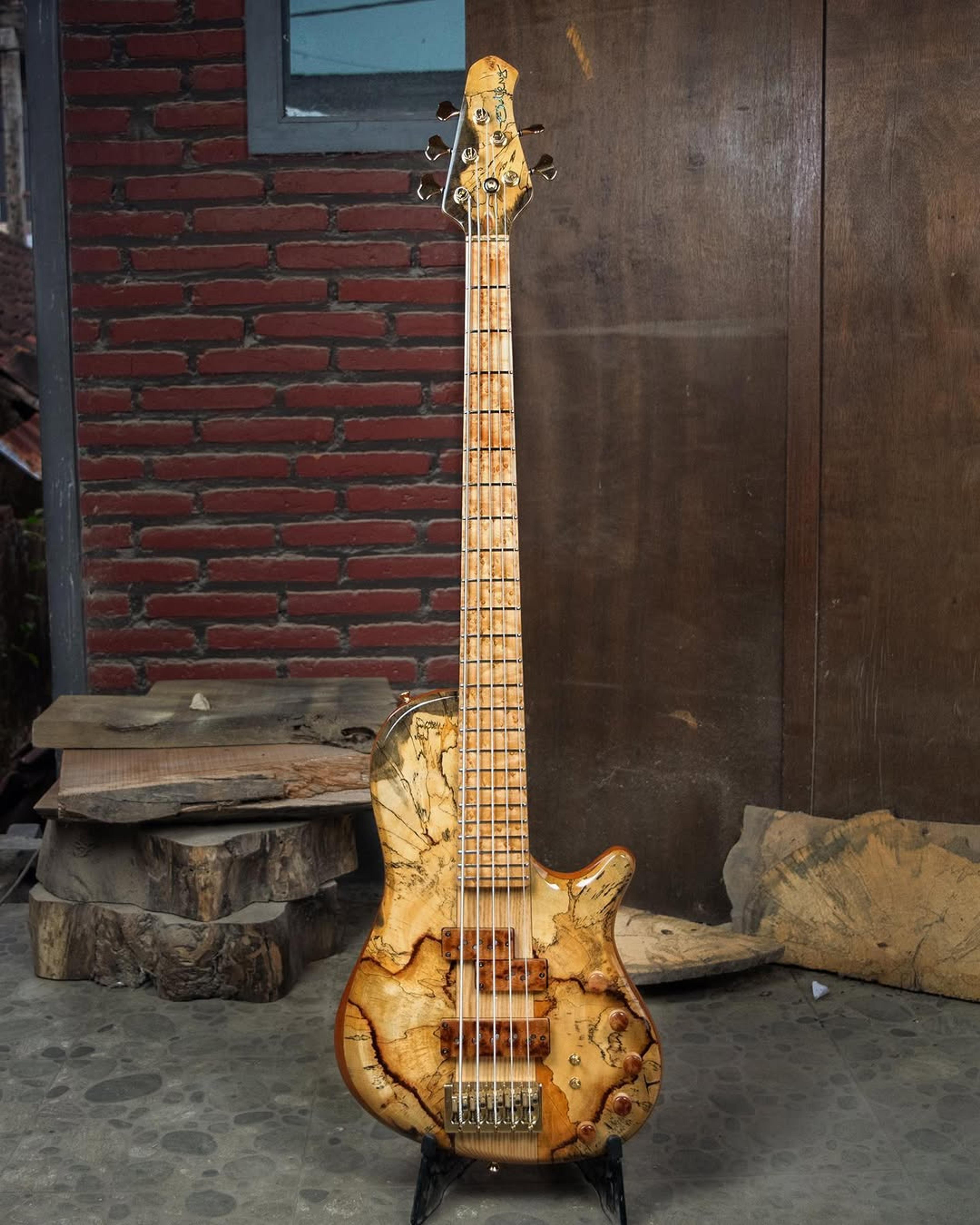 Full front view of the ODIENG Nebula 5 string bass