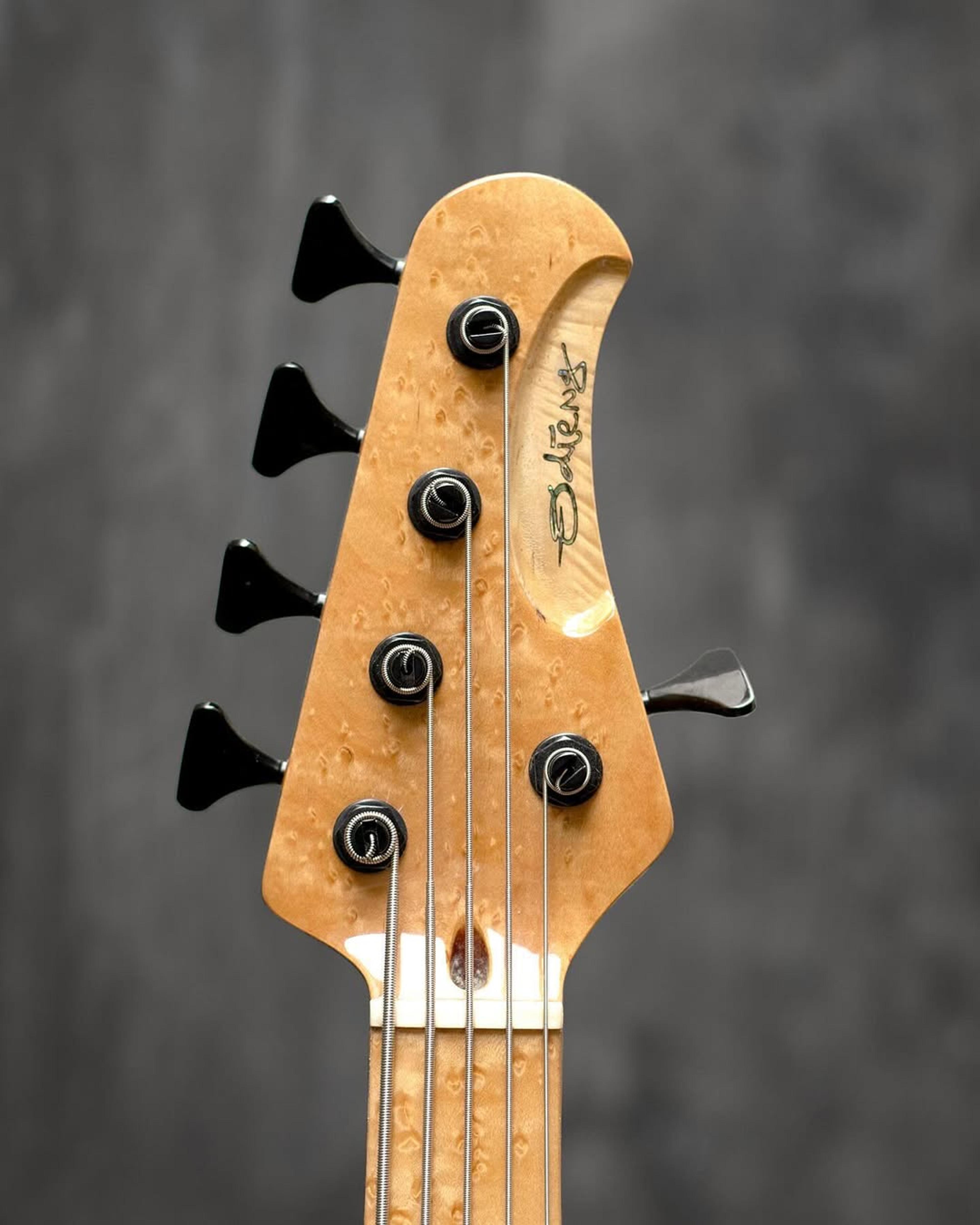 Front Headstock view of the ODIENG Nebula 5 string bass