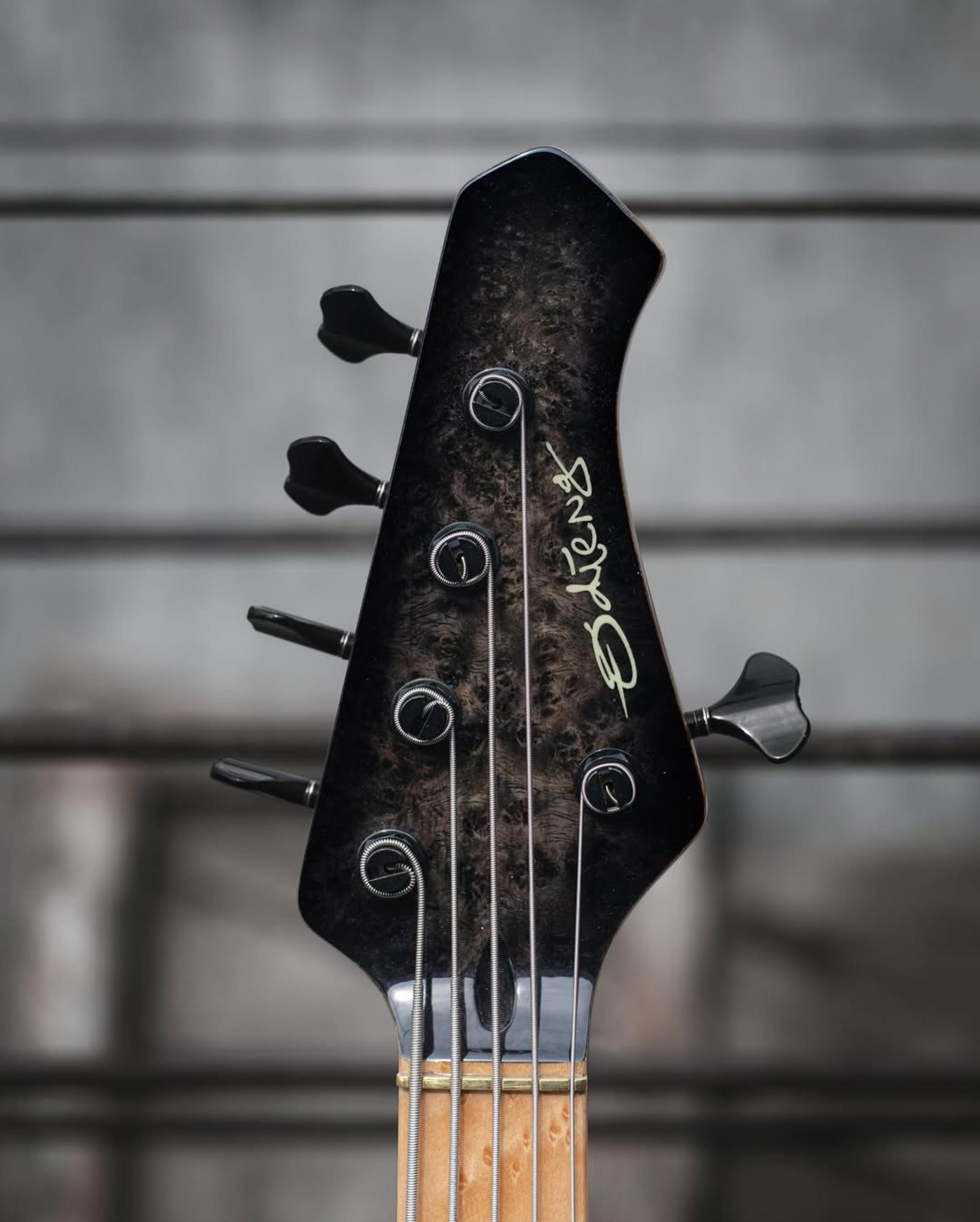 Front Headstock view of the ODIENG KJ 5 string bass