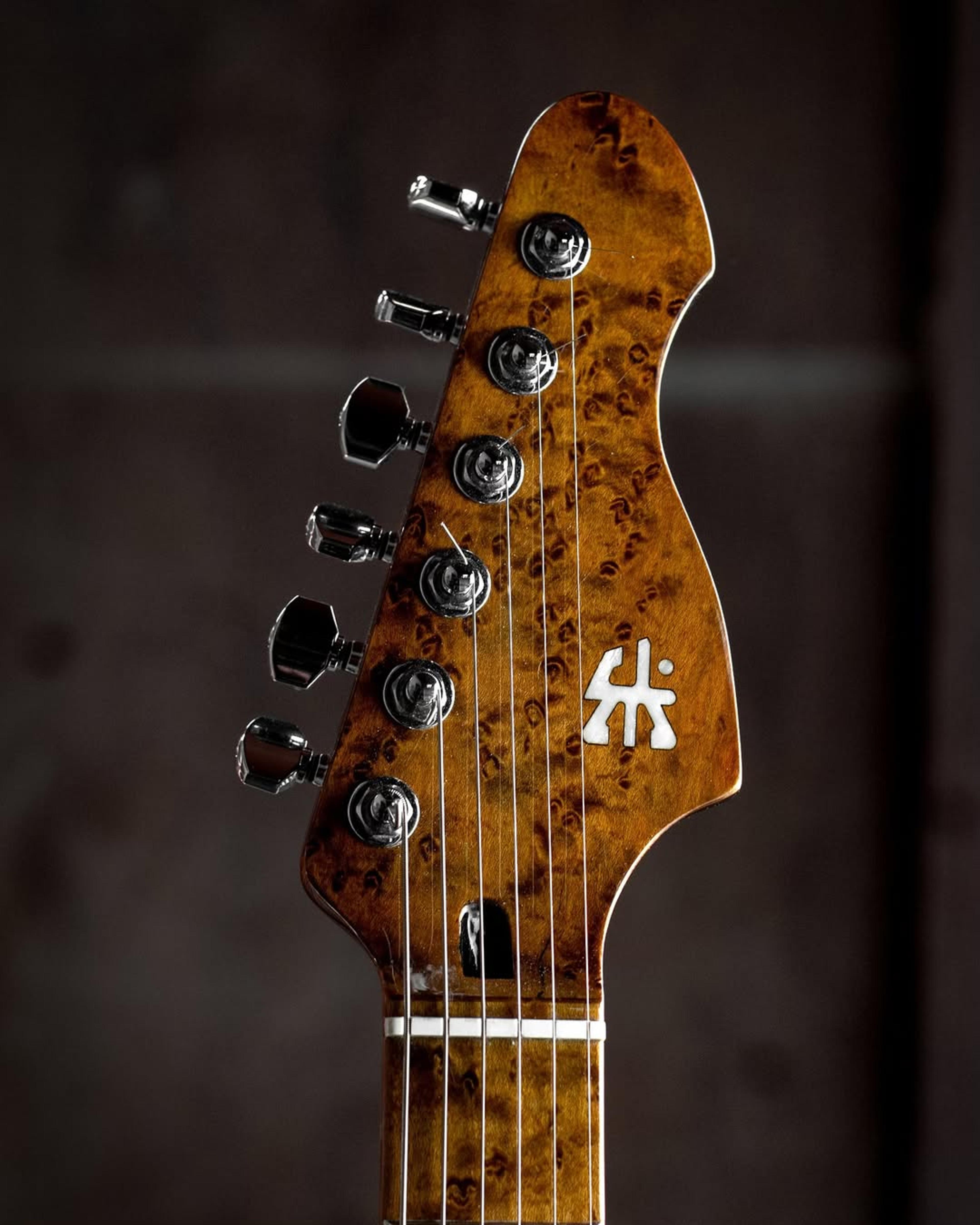 Front Headstock view of the ODIENG El Signature 6 string Guitar