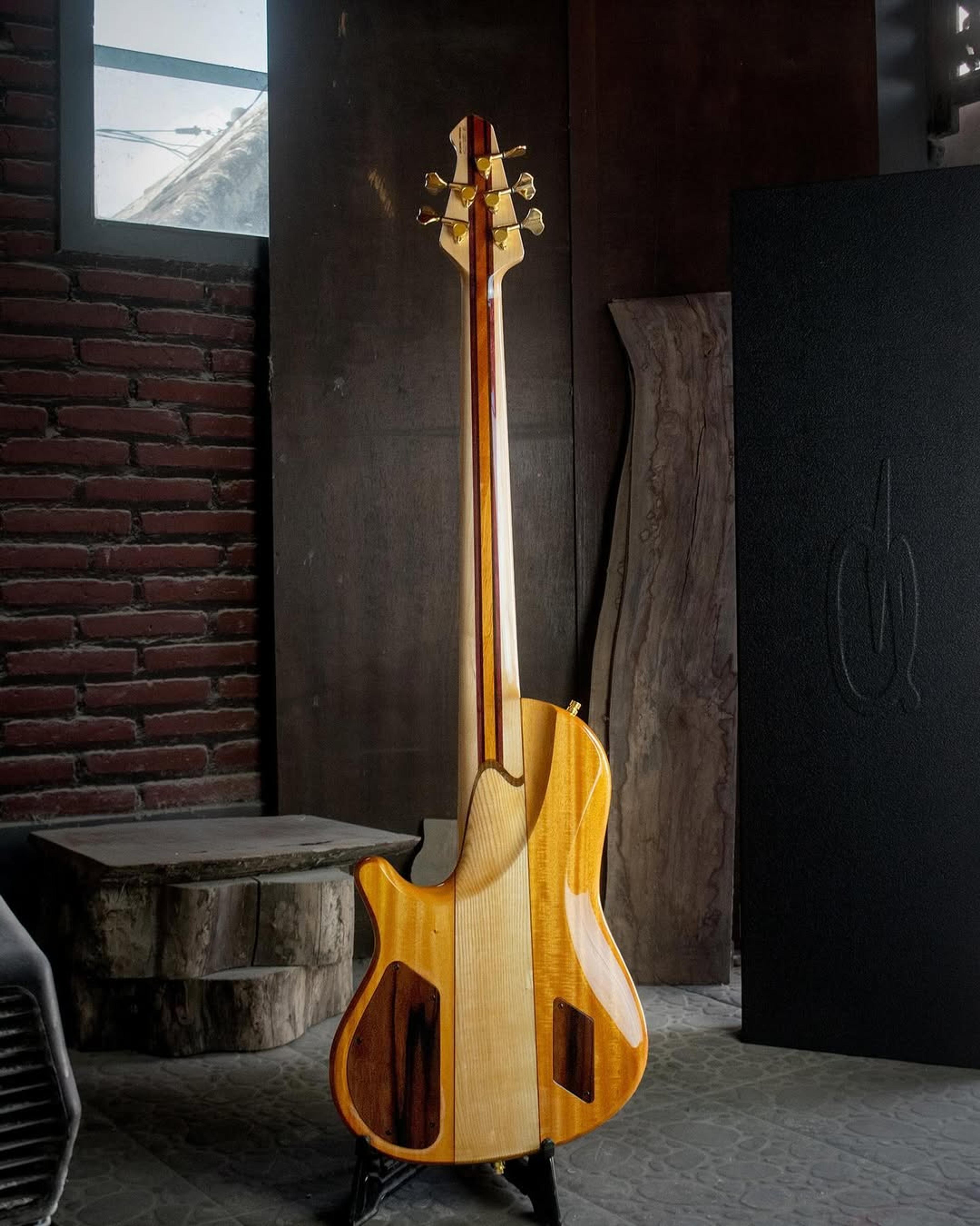 Full Back front view of the ODIENG Nebula 5 string bass