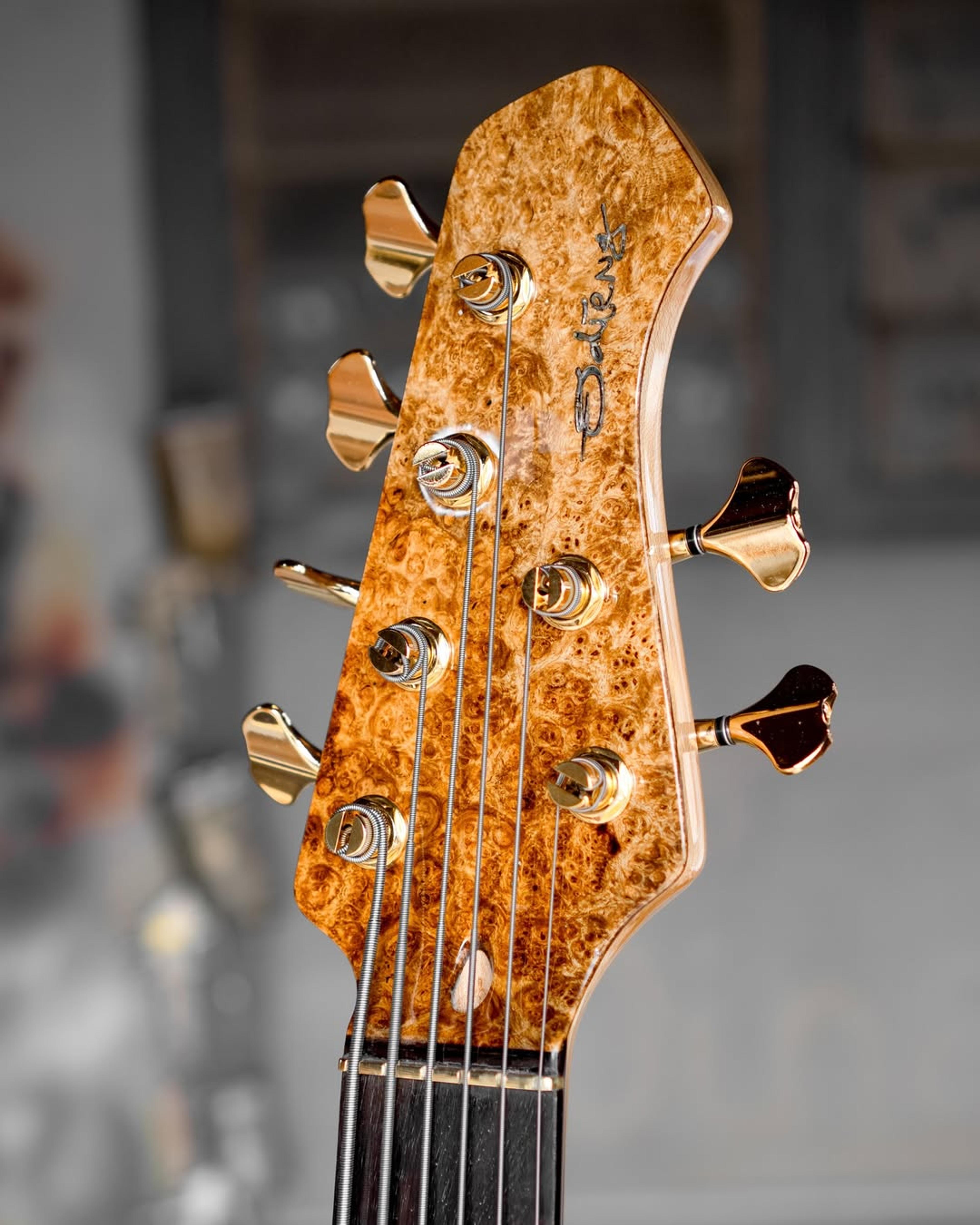 Front Headstock view of the ODIENG KJ 6 string bass