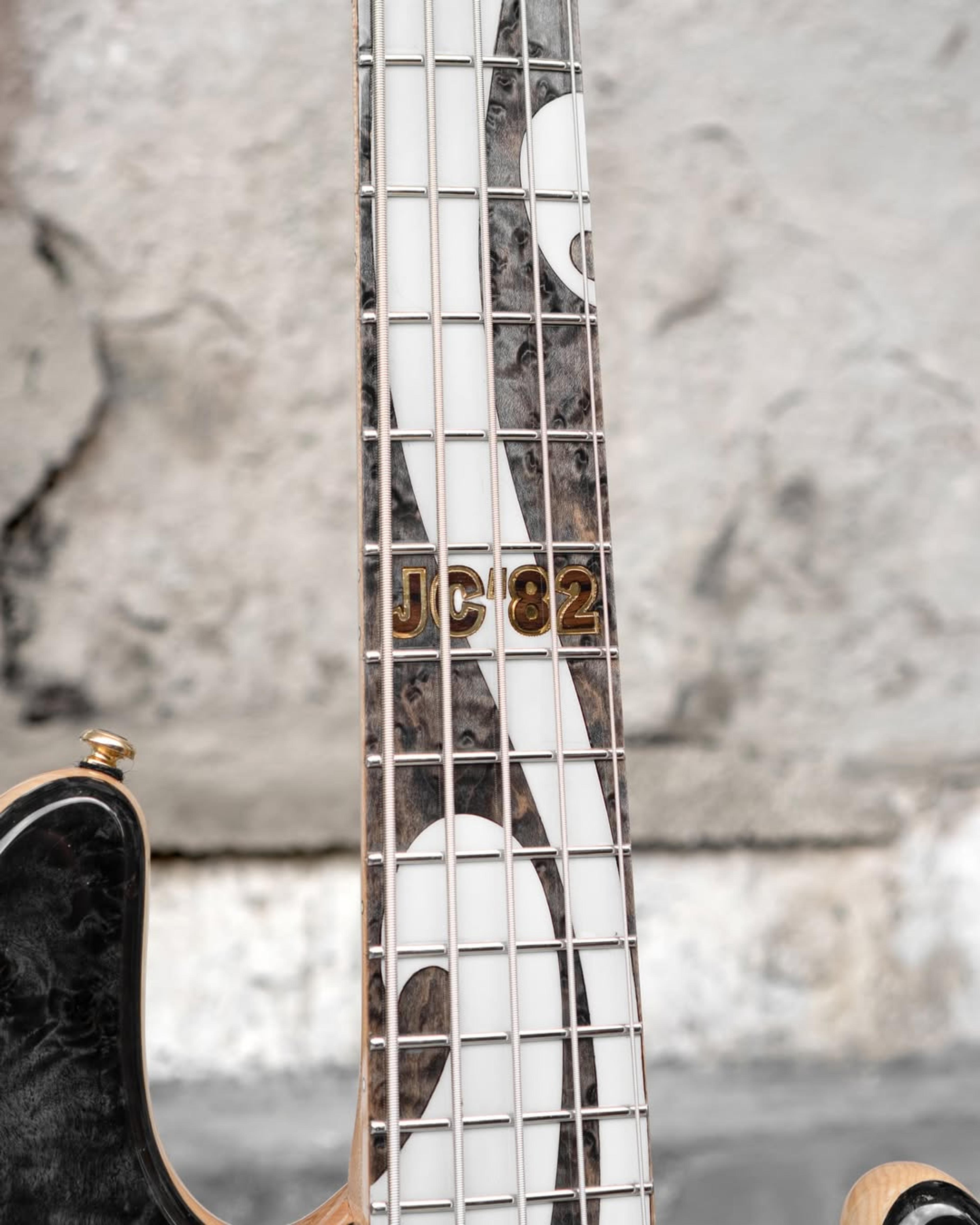 Front Headstock view of the ODIENG JC'82 V3 Signature 5 string bass