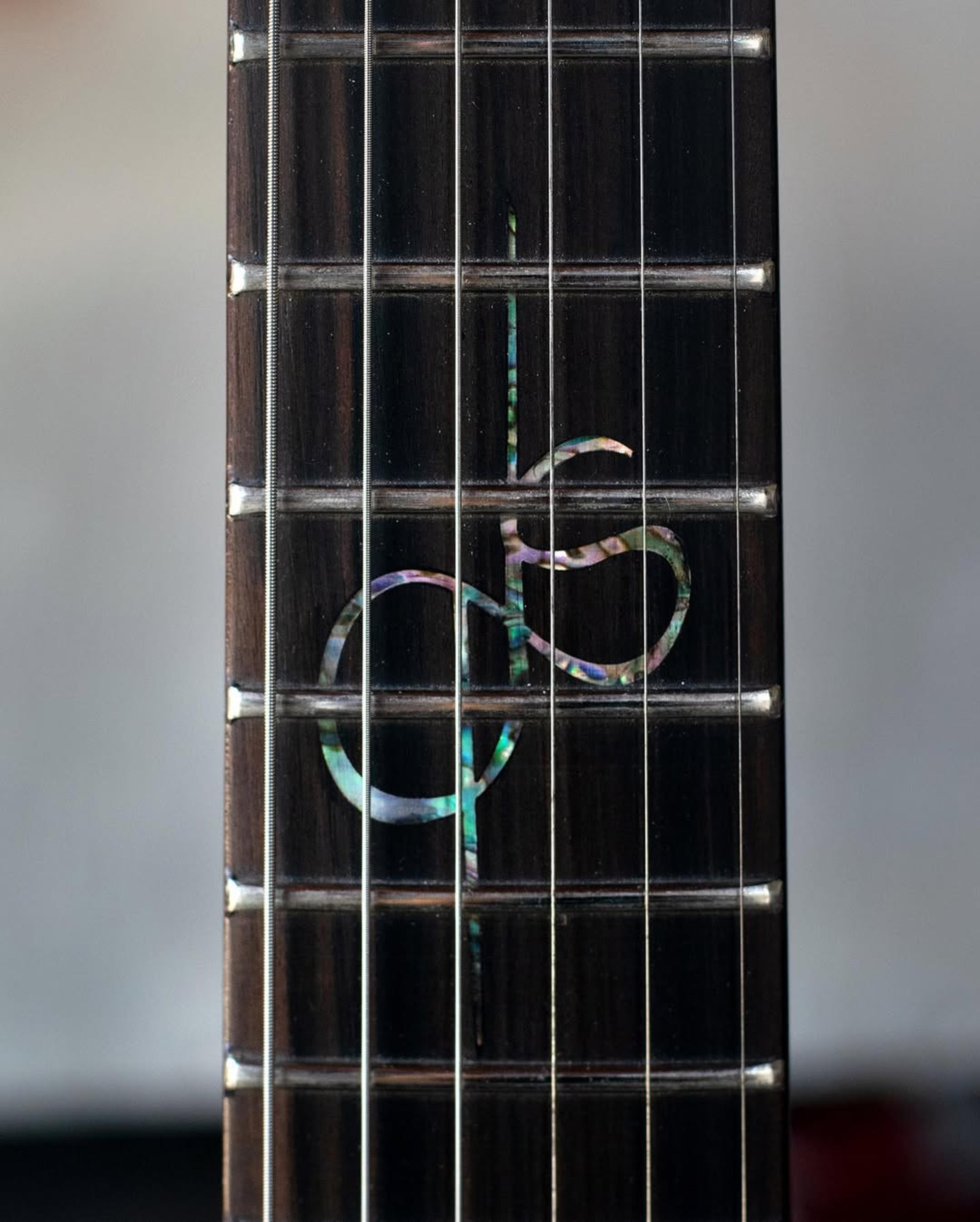 Front detail fretboard view of the ODIENG Neptune 6 string Guitar