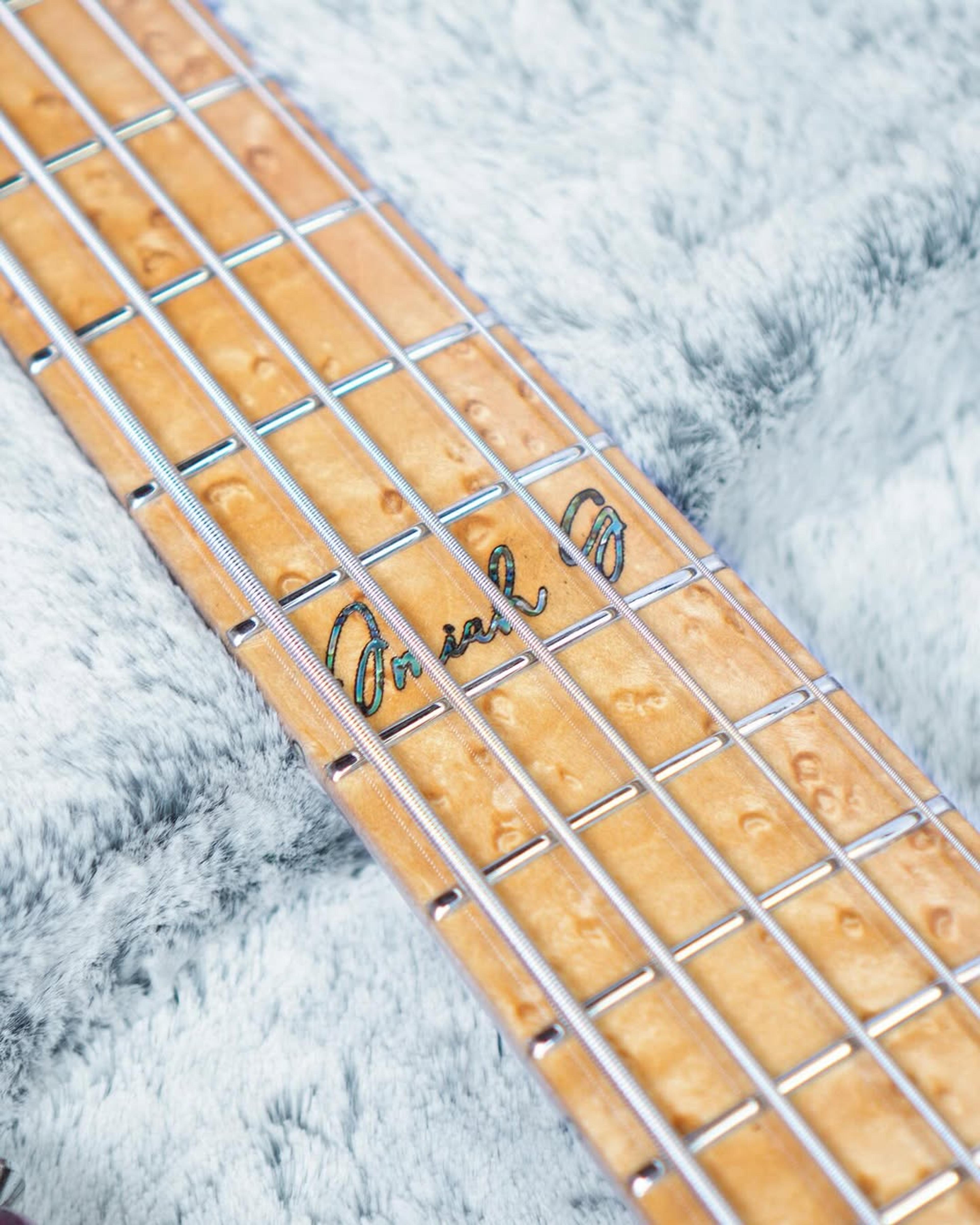 Front detail fretboard view of the ODIENG Viper 5 string bass