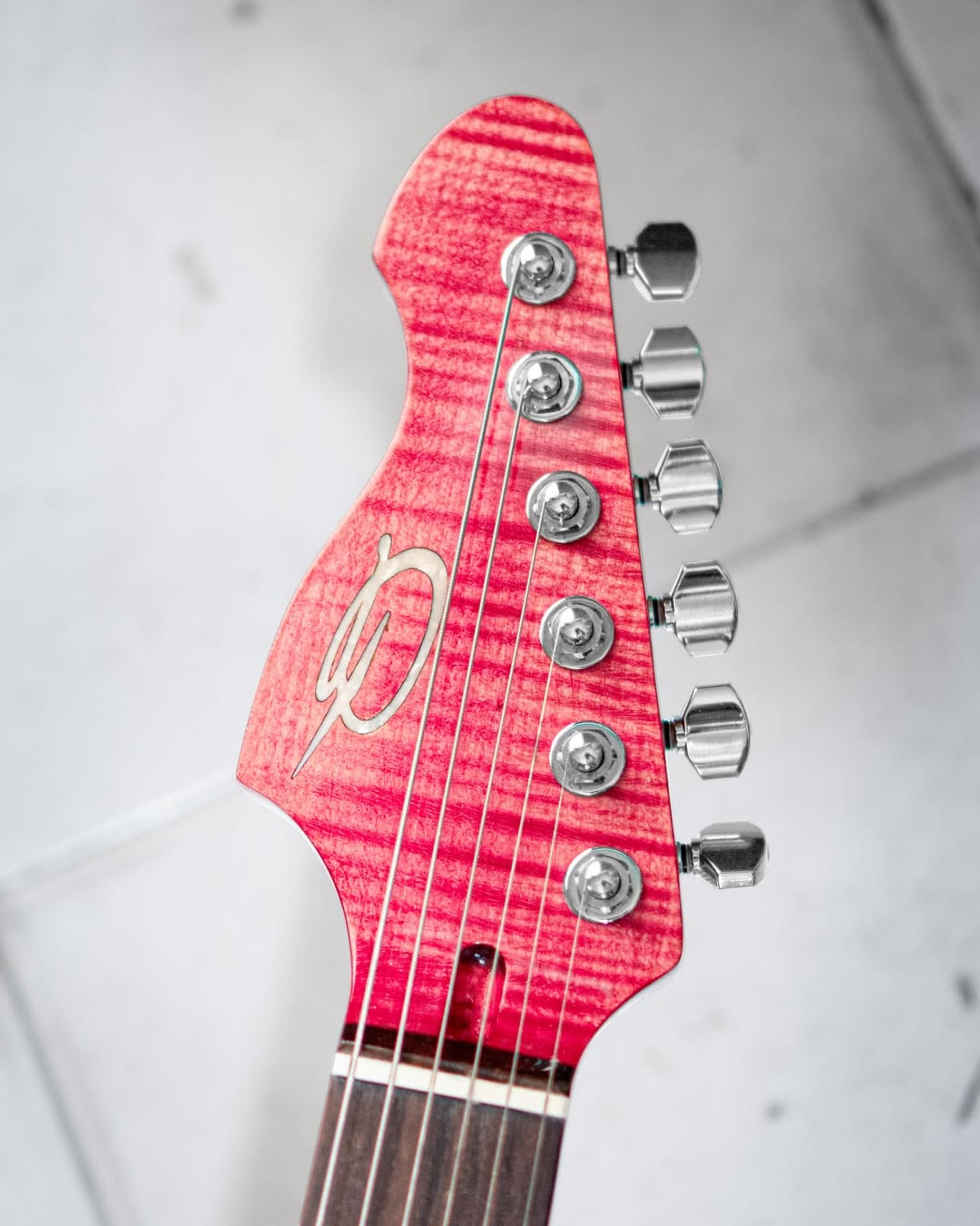 Front Headstock view of the ODIENG  Serephin 6 string guitar
