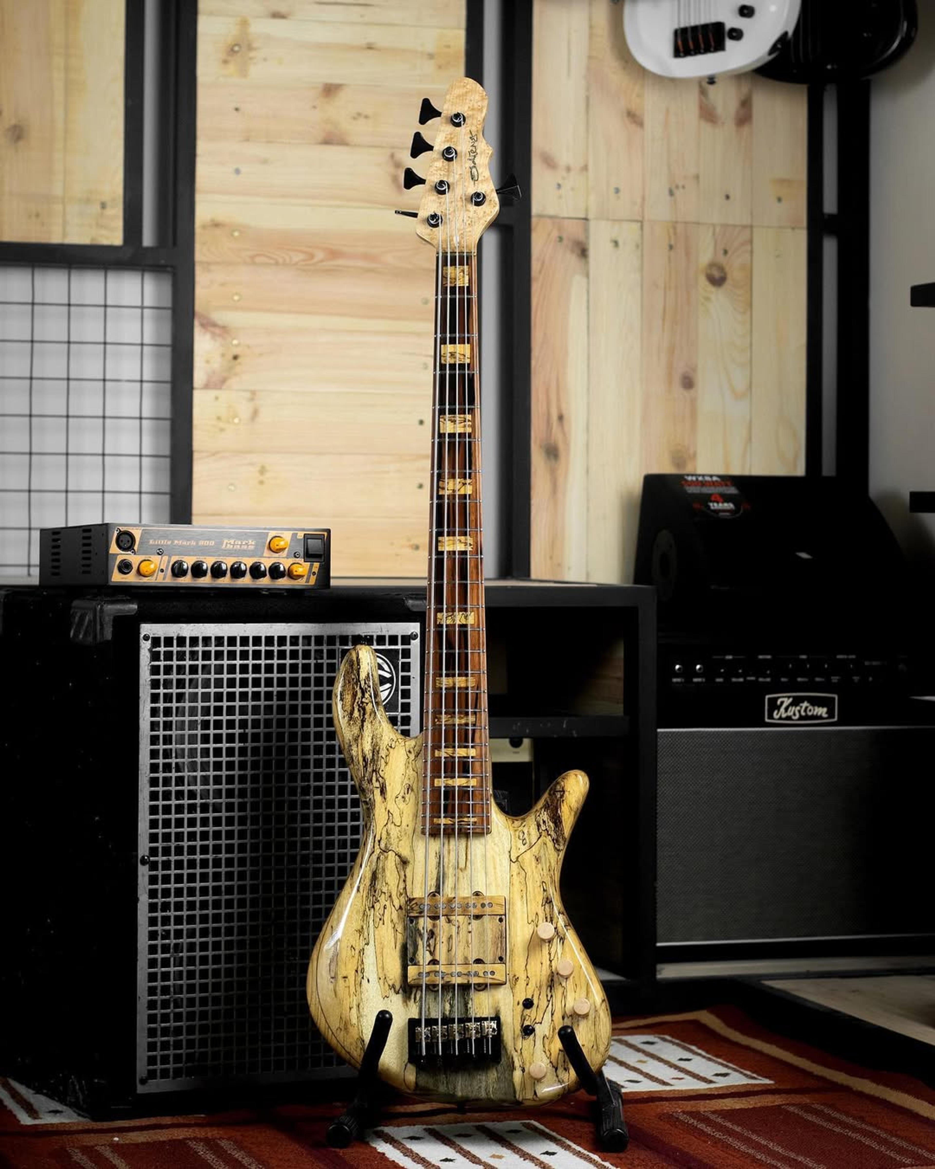 Full front view of the ODIENG Corvette 5 string bass