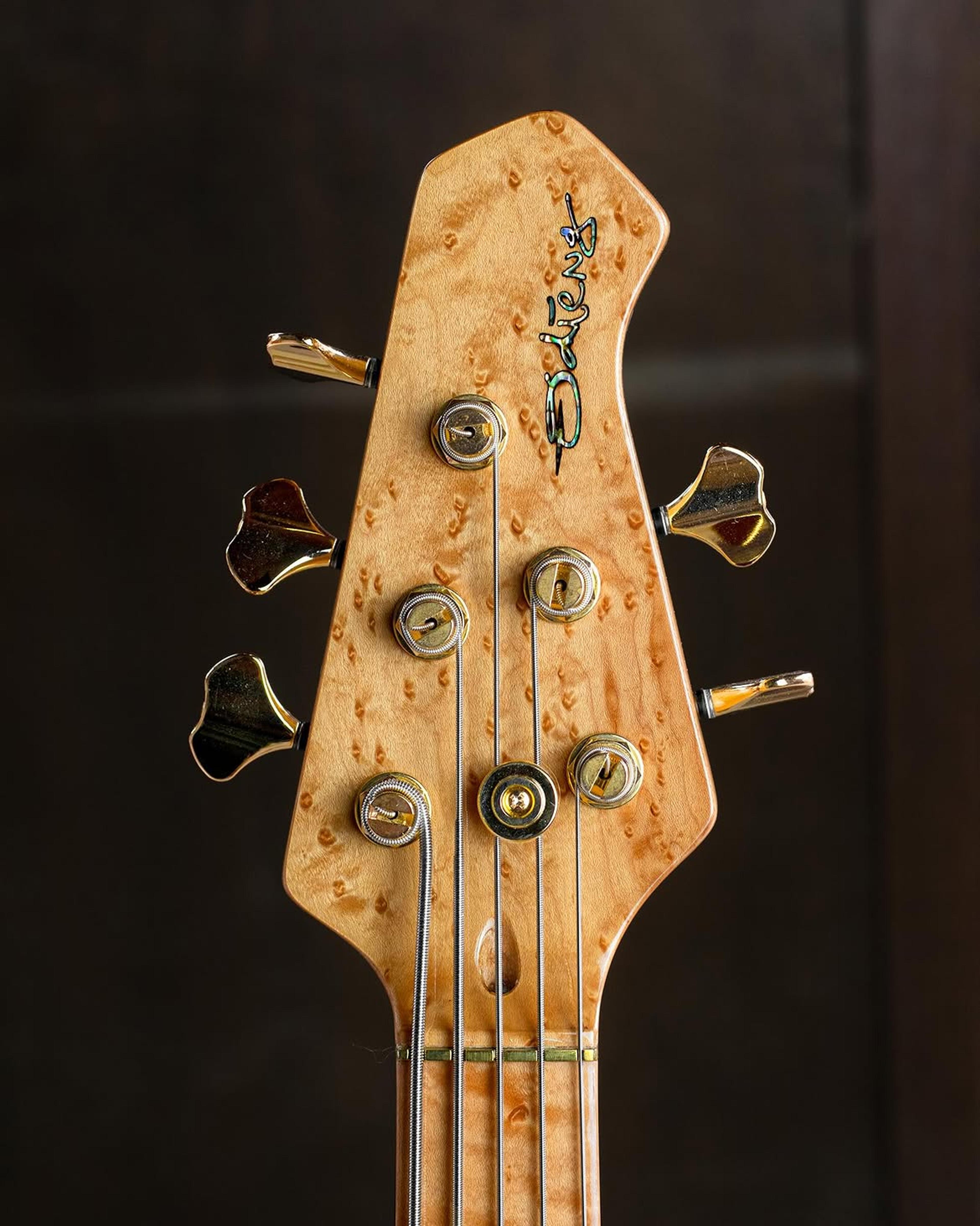 Front Headstock view of the ODIENG Nebula 5 string bass