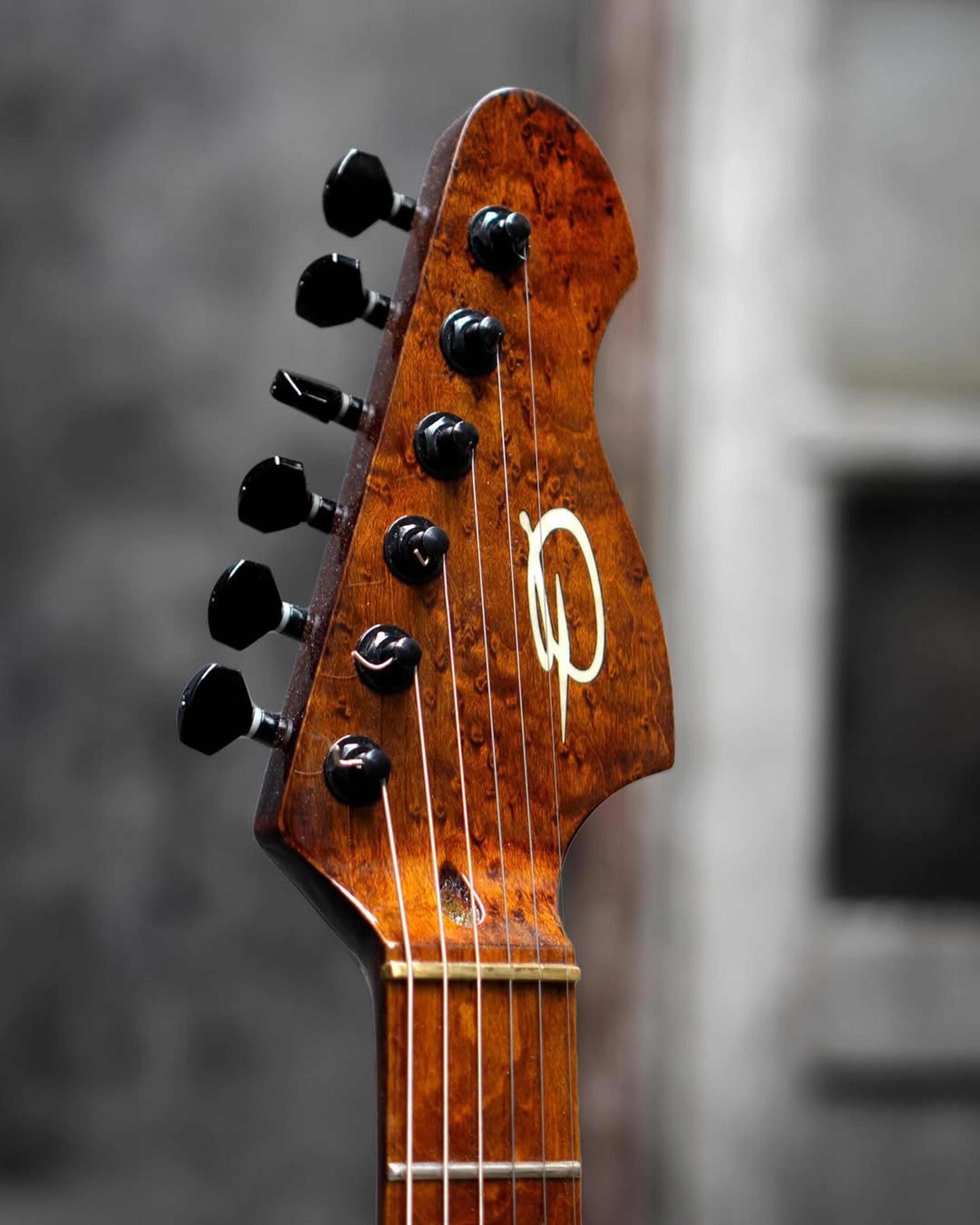 Front Headstock view of the ODIENG EF Series 3 6 string Guitar