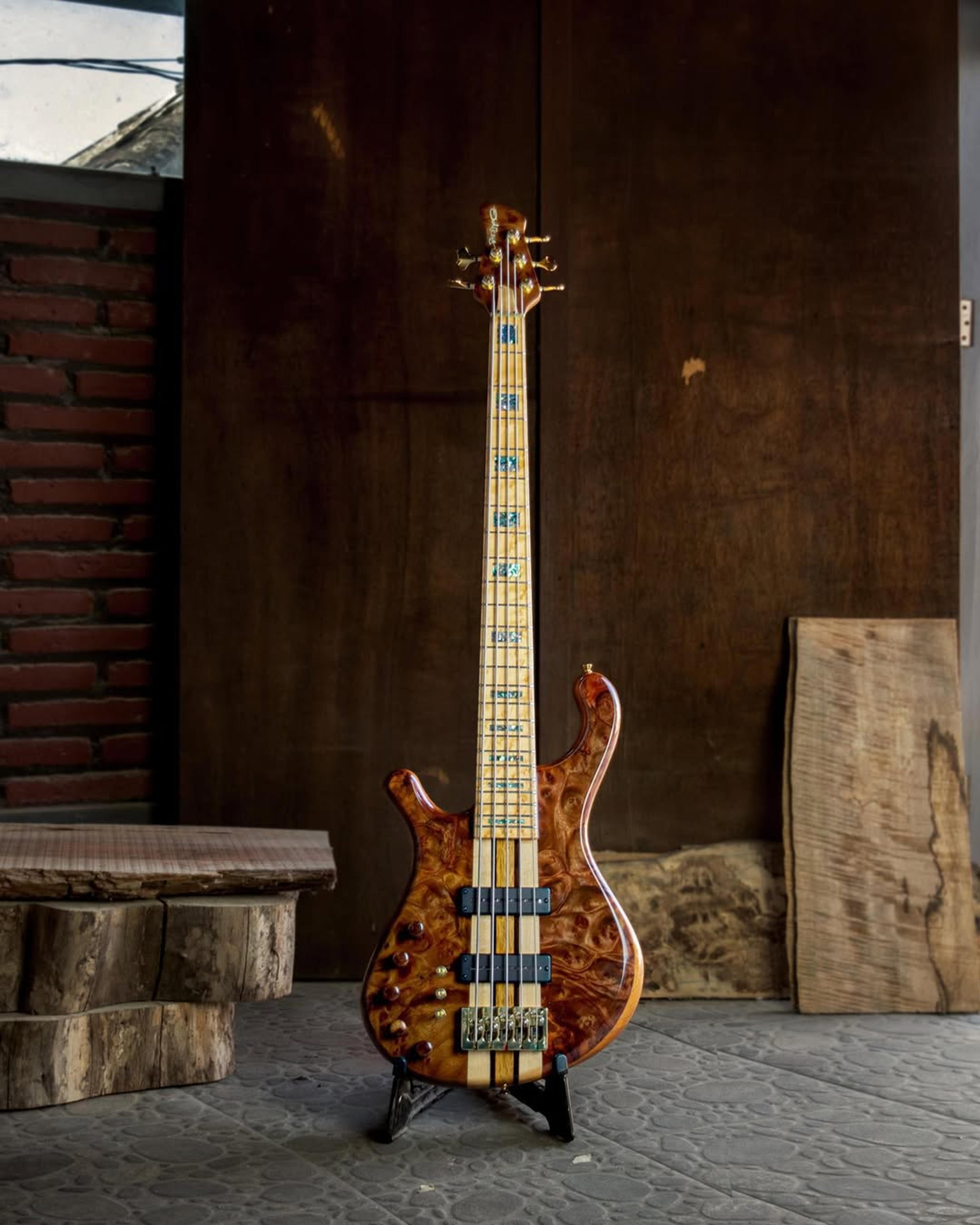 Full front view of the ODIENG RS Series 5 string bass