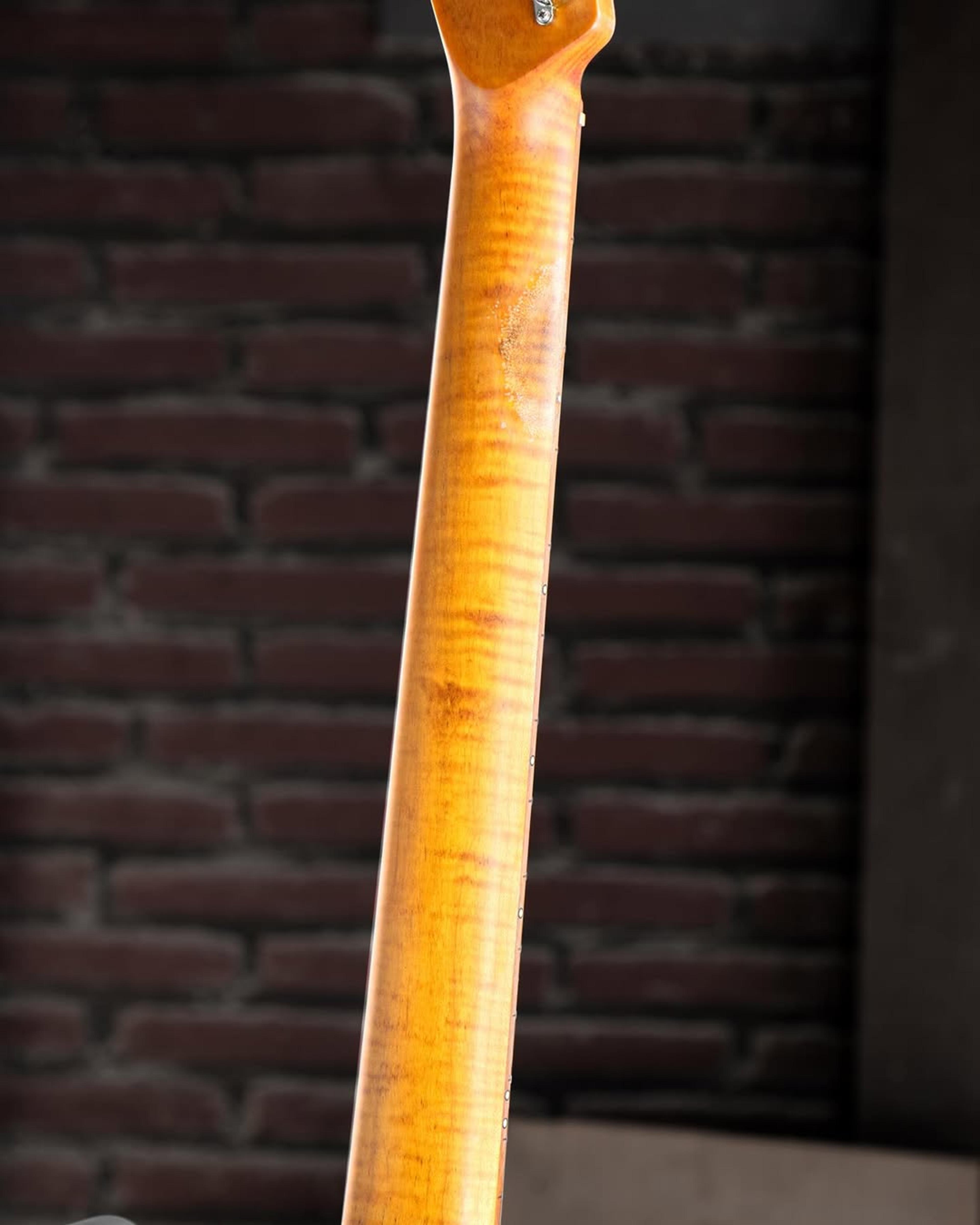 Back Neck detail view of the ODIENG Parama Guitar Aged Cream Relic 6 string Guitar
