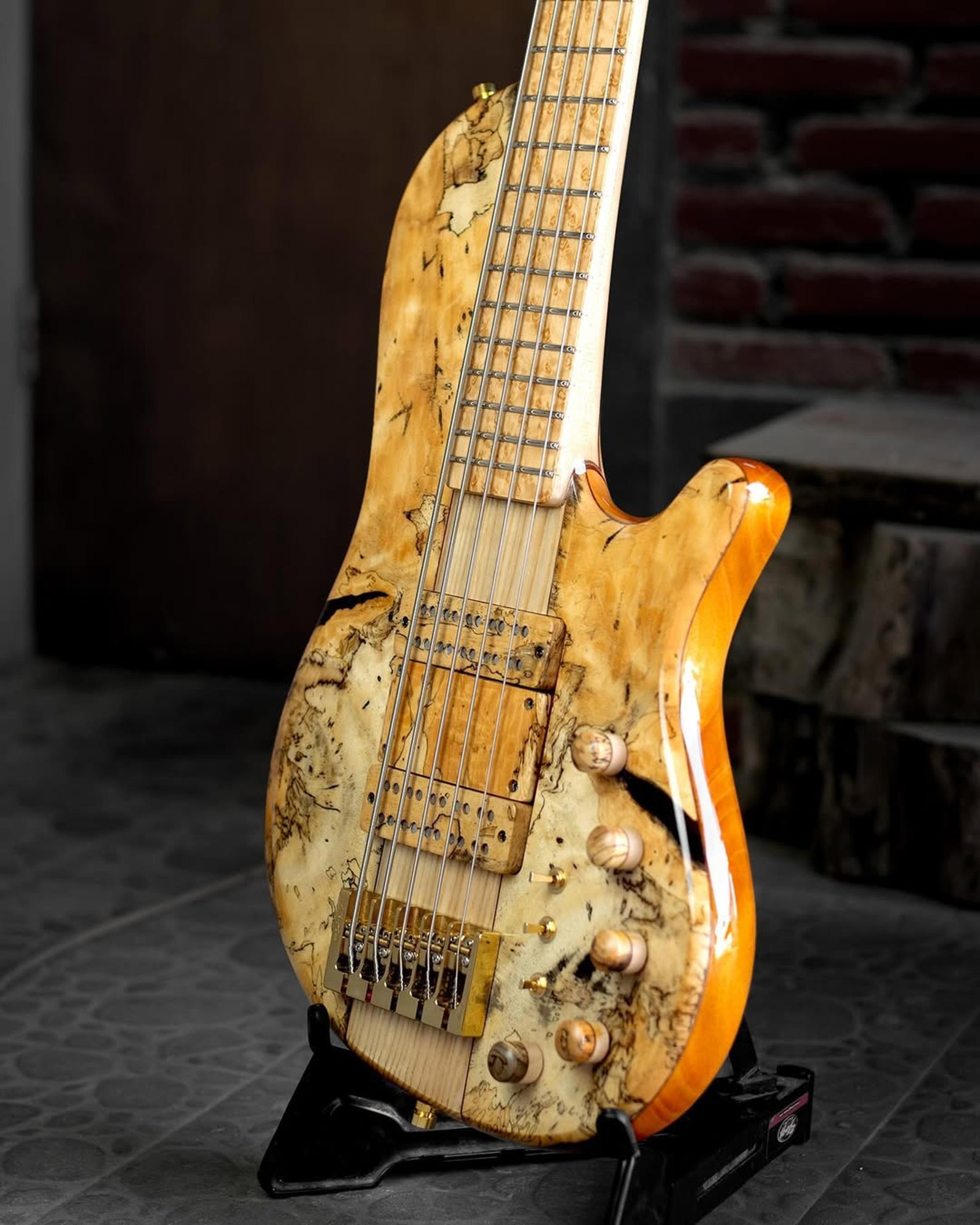 Side Body view of the ODIENG Nebula 5 string bass