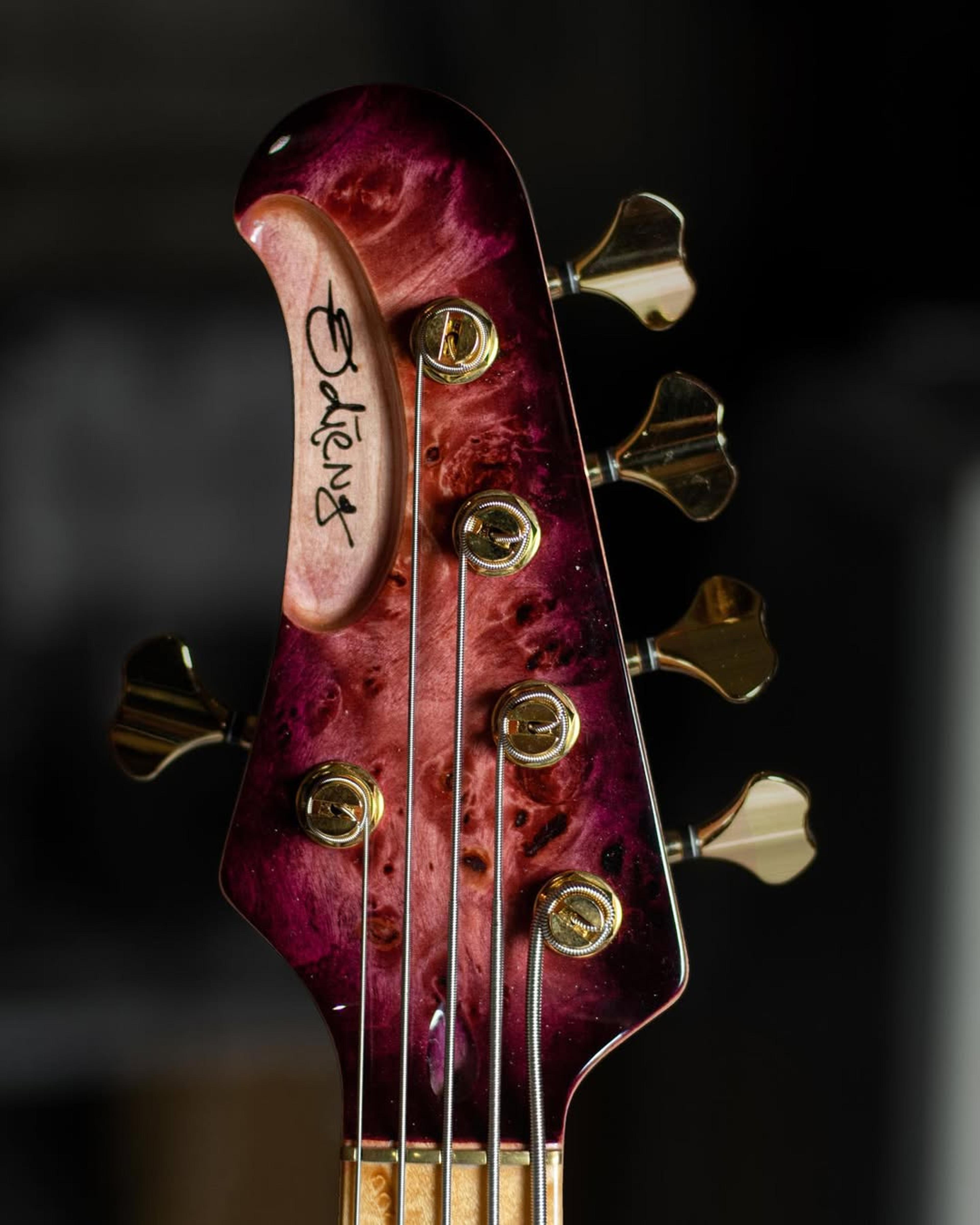 Front Headstock view of the ODIENG Viper 5 string bass