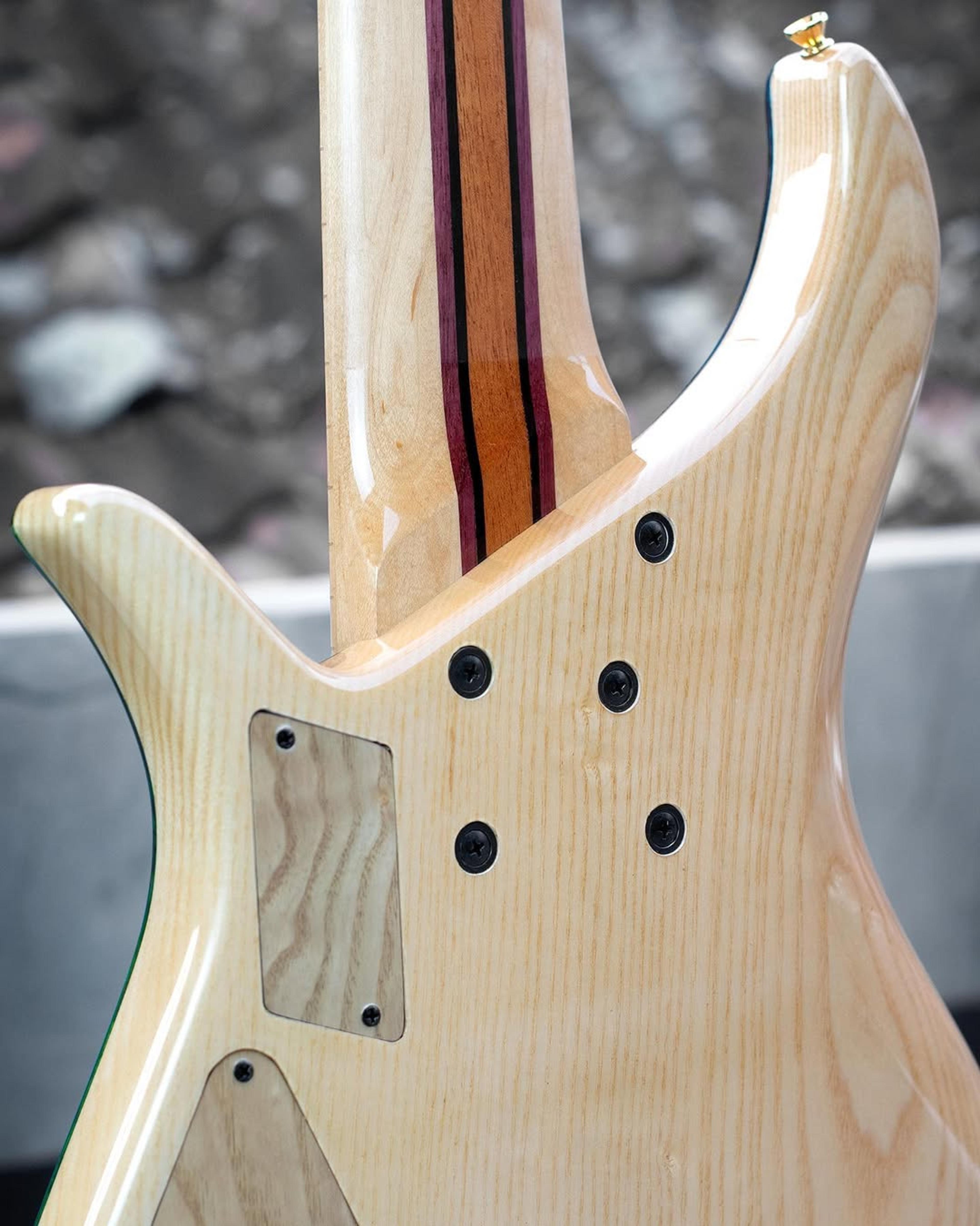 Back detail view of the ODIENG Viper 6 string bass