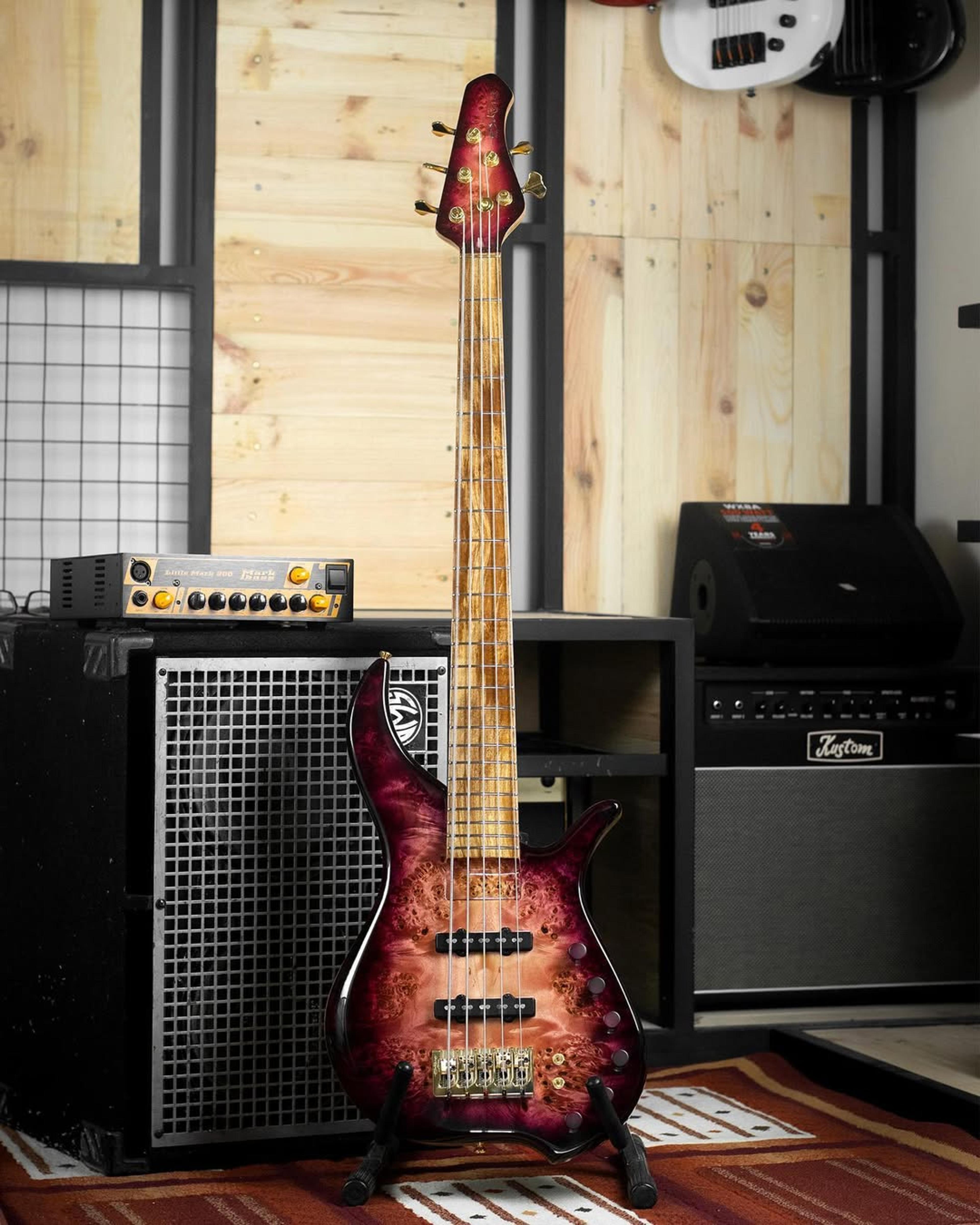Full front view of the ODIENG Viper 5 string bass