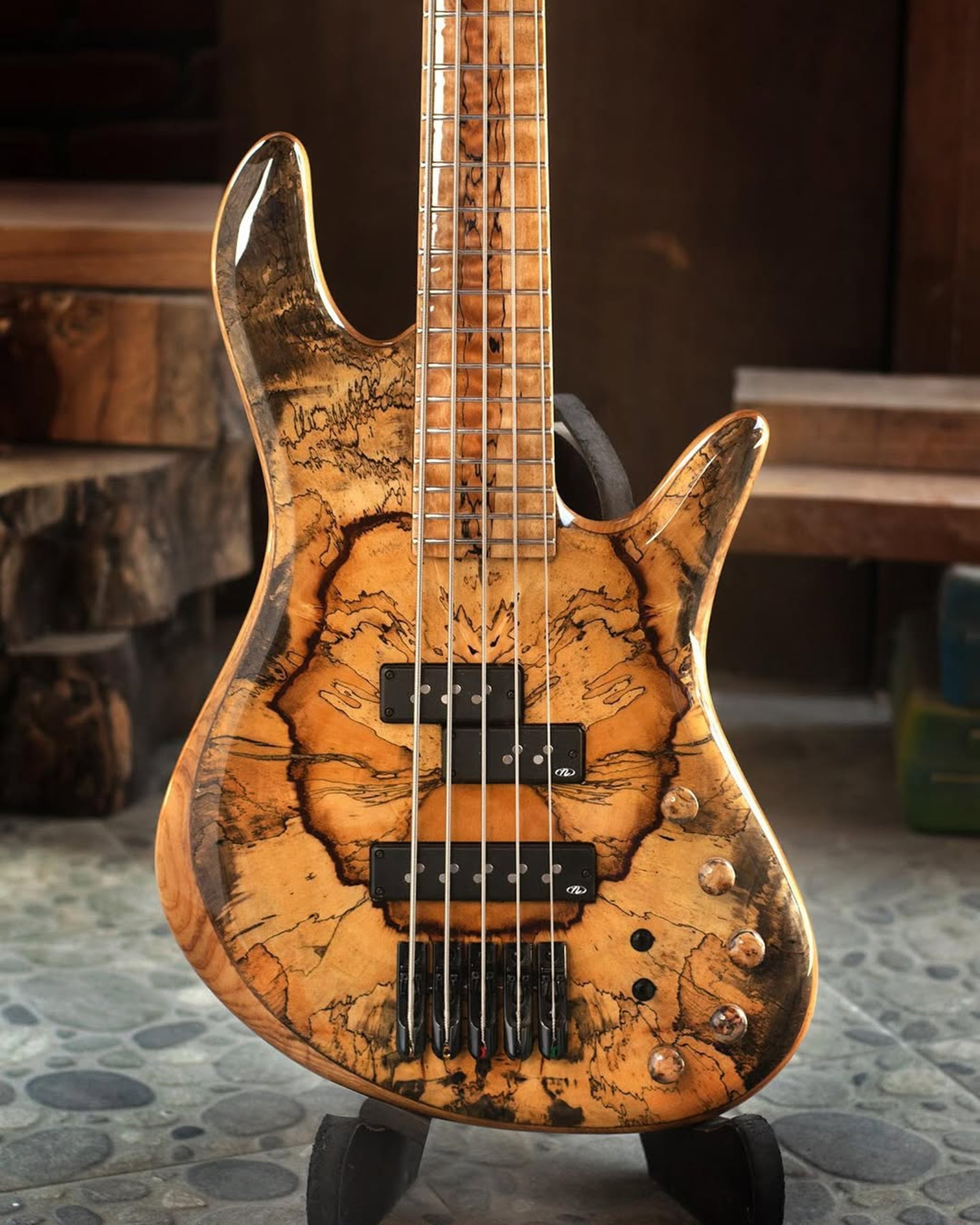 Front body view of the ODIENG Corvette 5 string bass