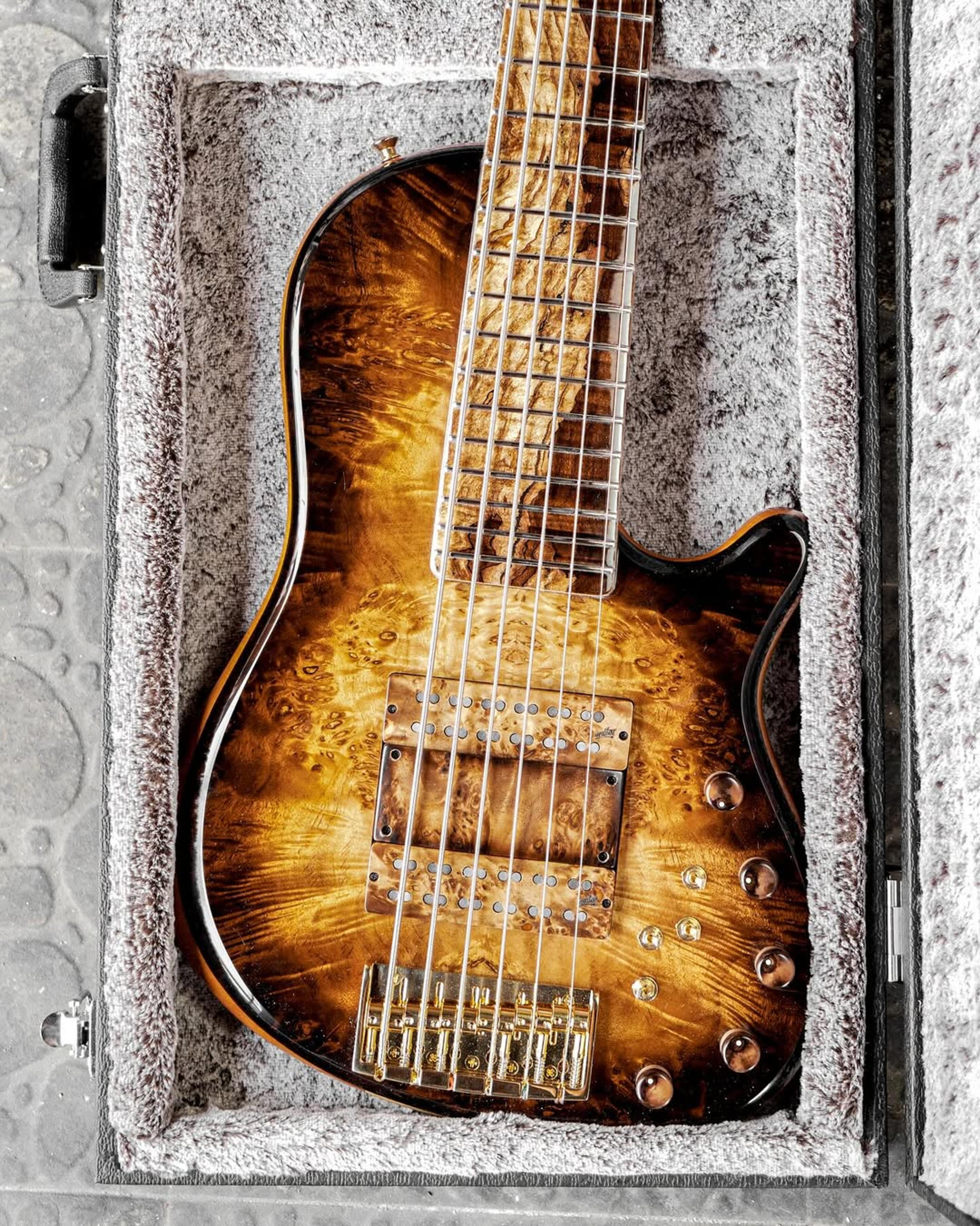 Front body view of the ODIENG Nebula 6 string bass
