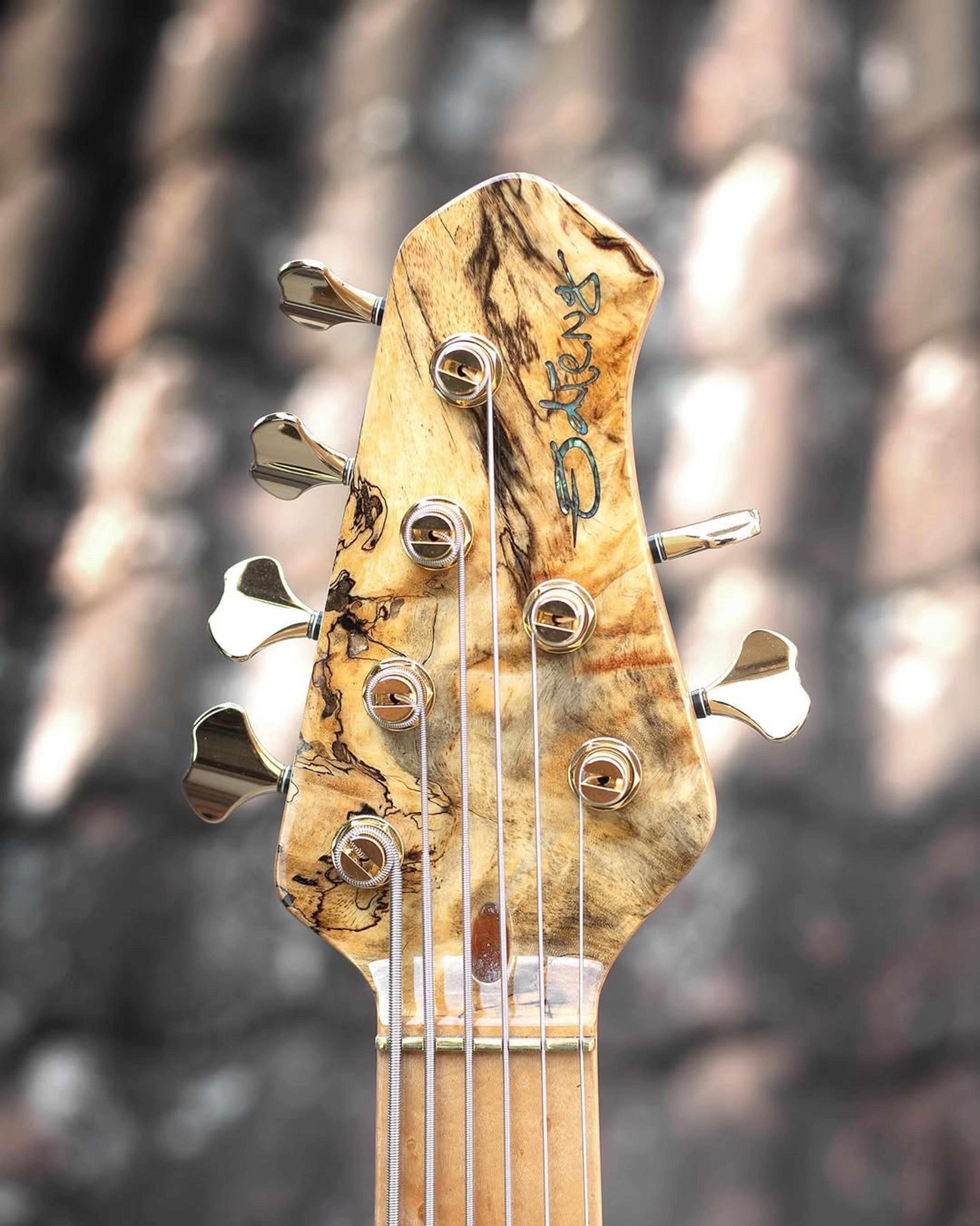 Front Headstock view of the ODIENG Nebula 6 string bass