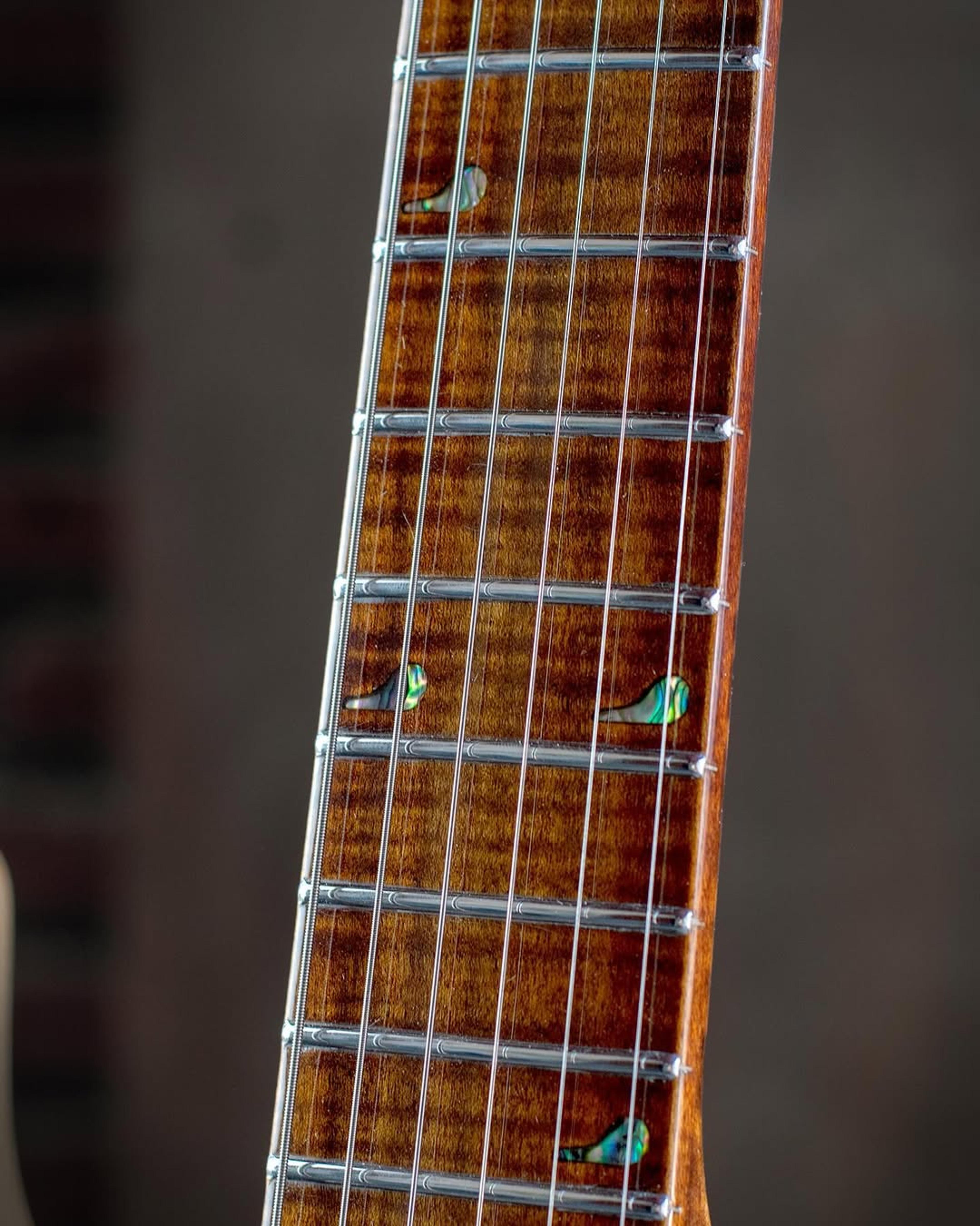 Front detail fretboard view of the ODIENG EF Series 3 6 string Guitar