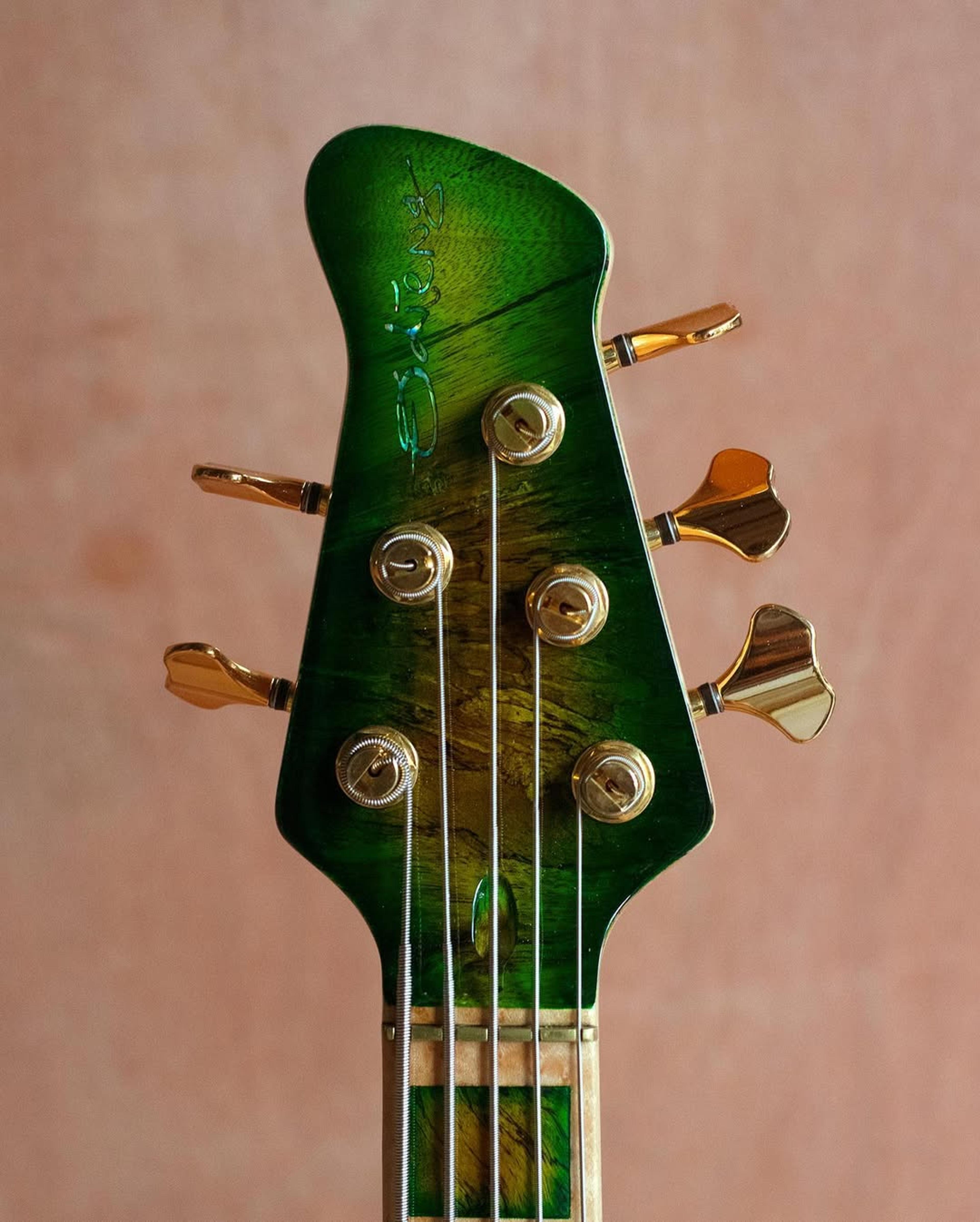 Front Headstock view of the ODIENG INZ 5 string bass