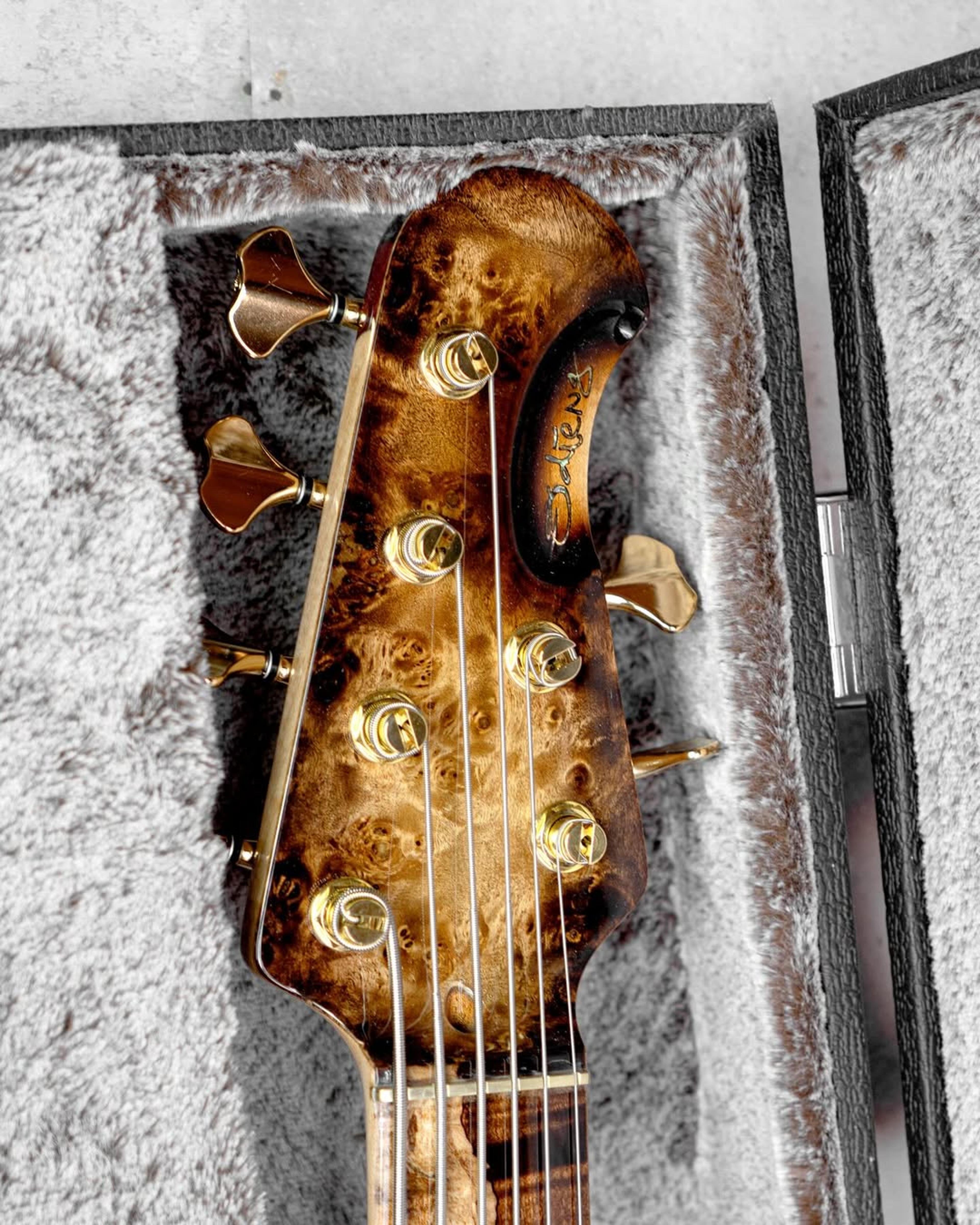 Front Headstock view of the ODIENG Nebula 6 string bass