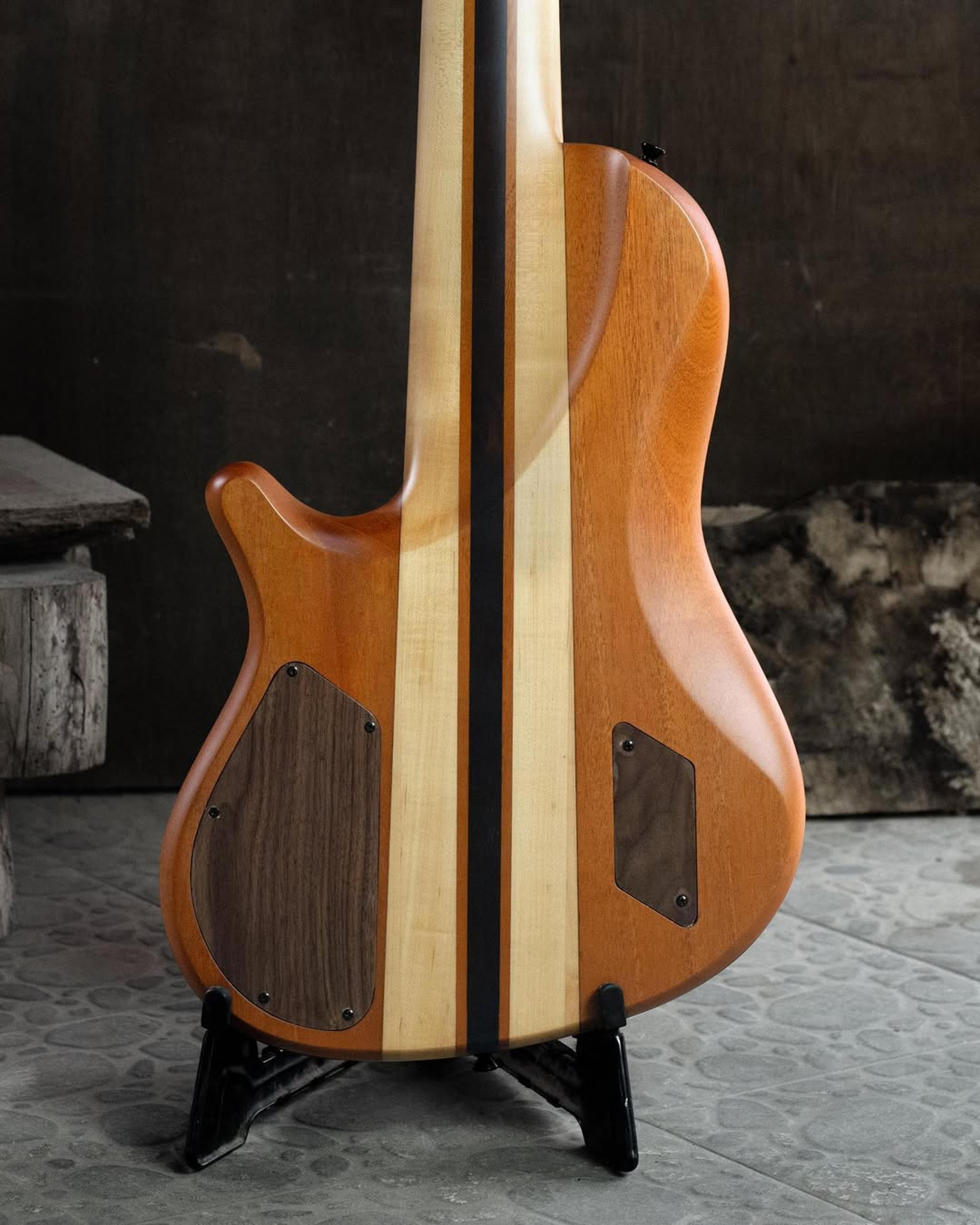 Back body view of the ODIENG Nebula 6 string bass
