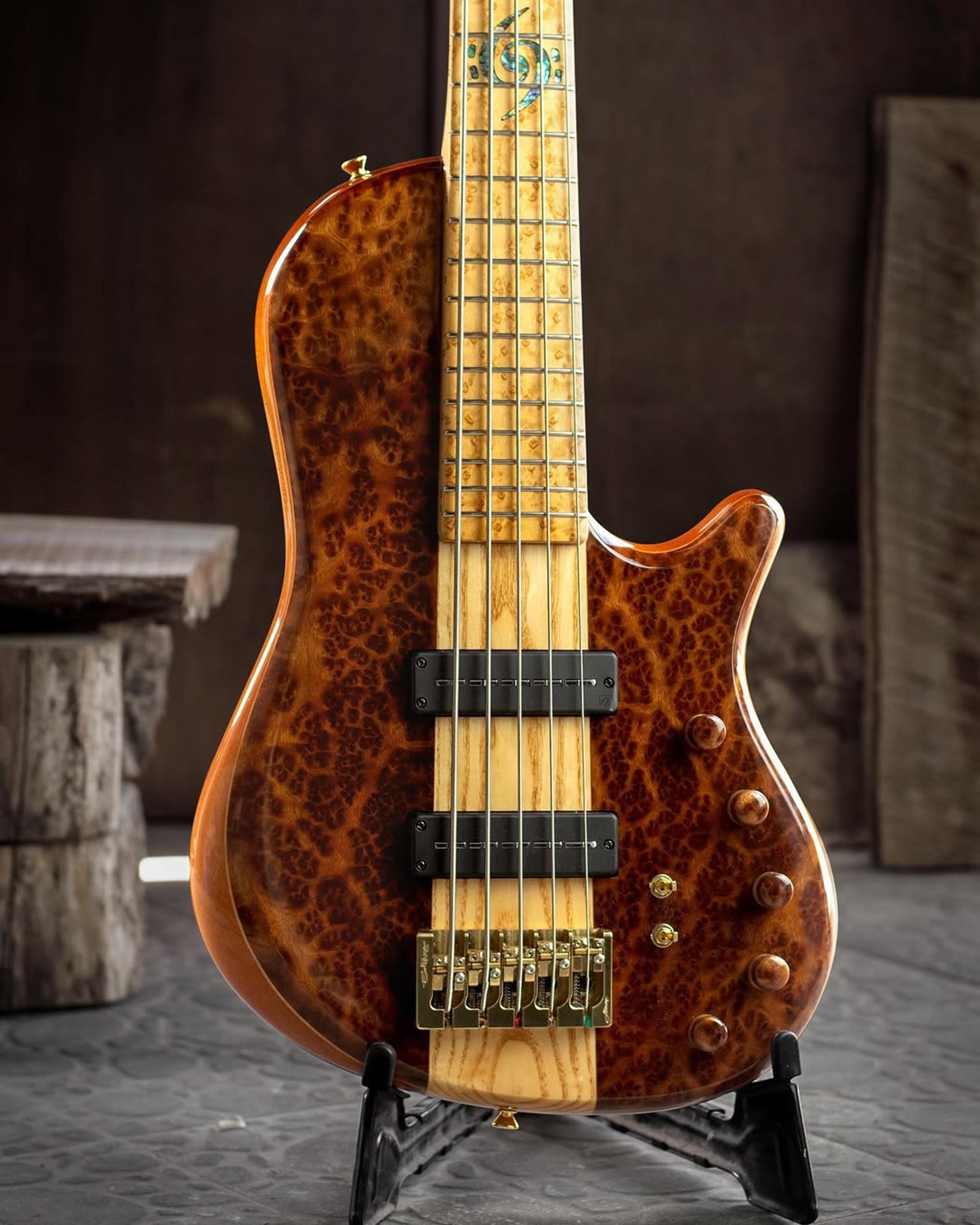 Front body view of the ODIENG Nebula 5 string bass