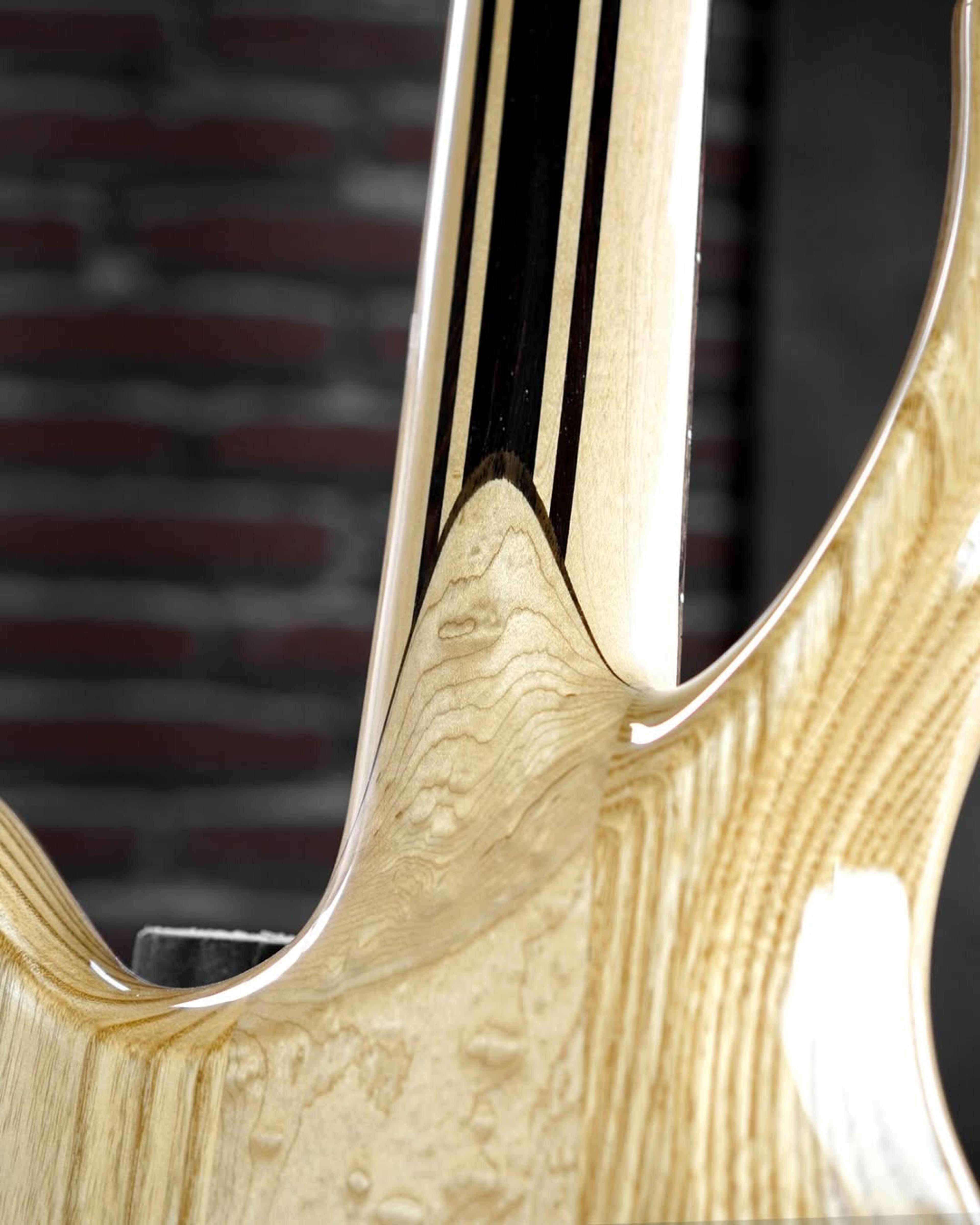 Back detail view of the Morbid 5 string bass
