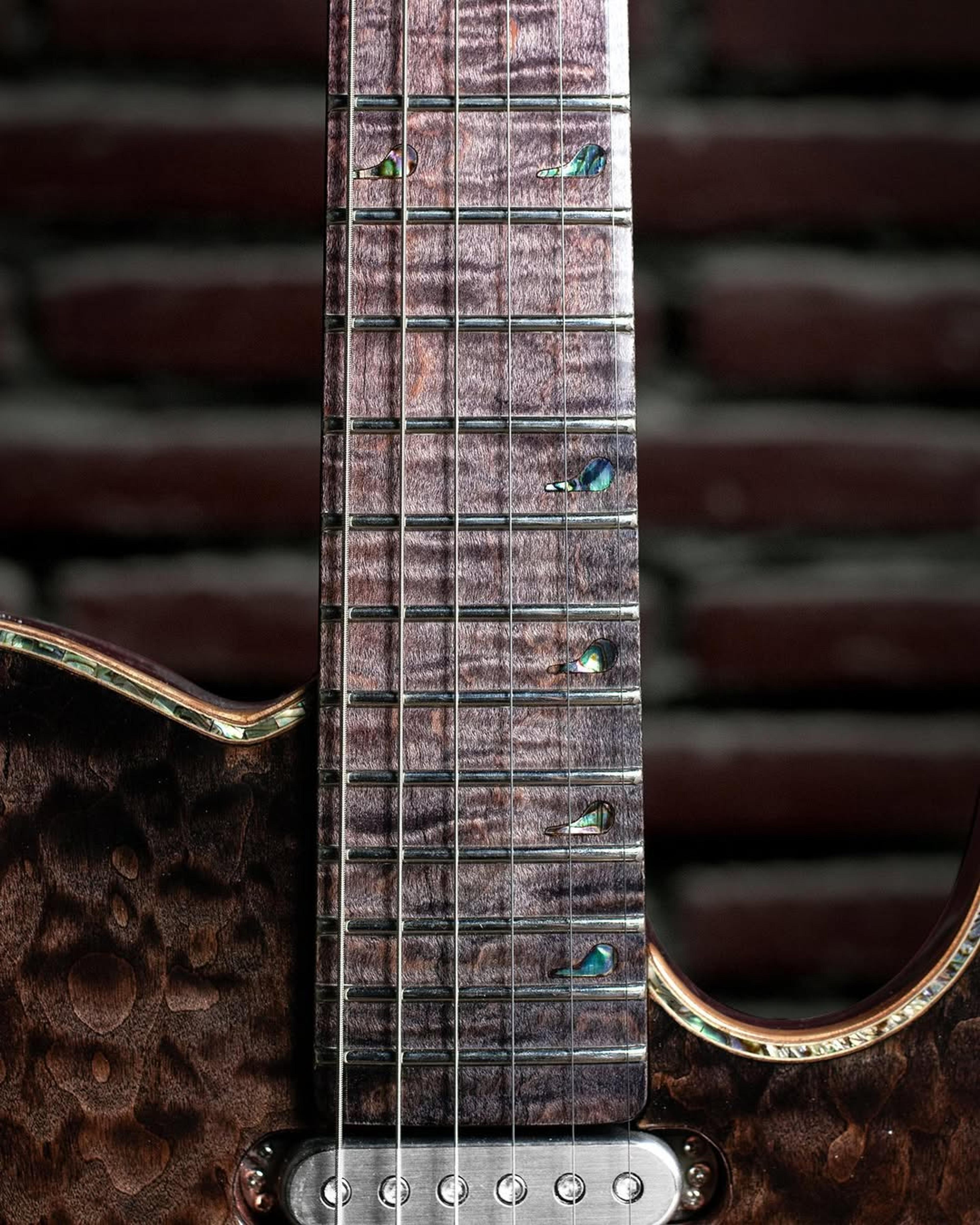 Front detail fretboard view of the ODIENG Parama Guitar 6 string Guitar
