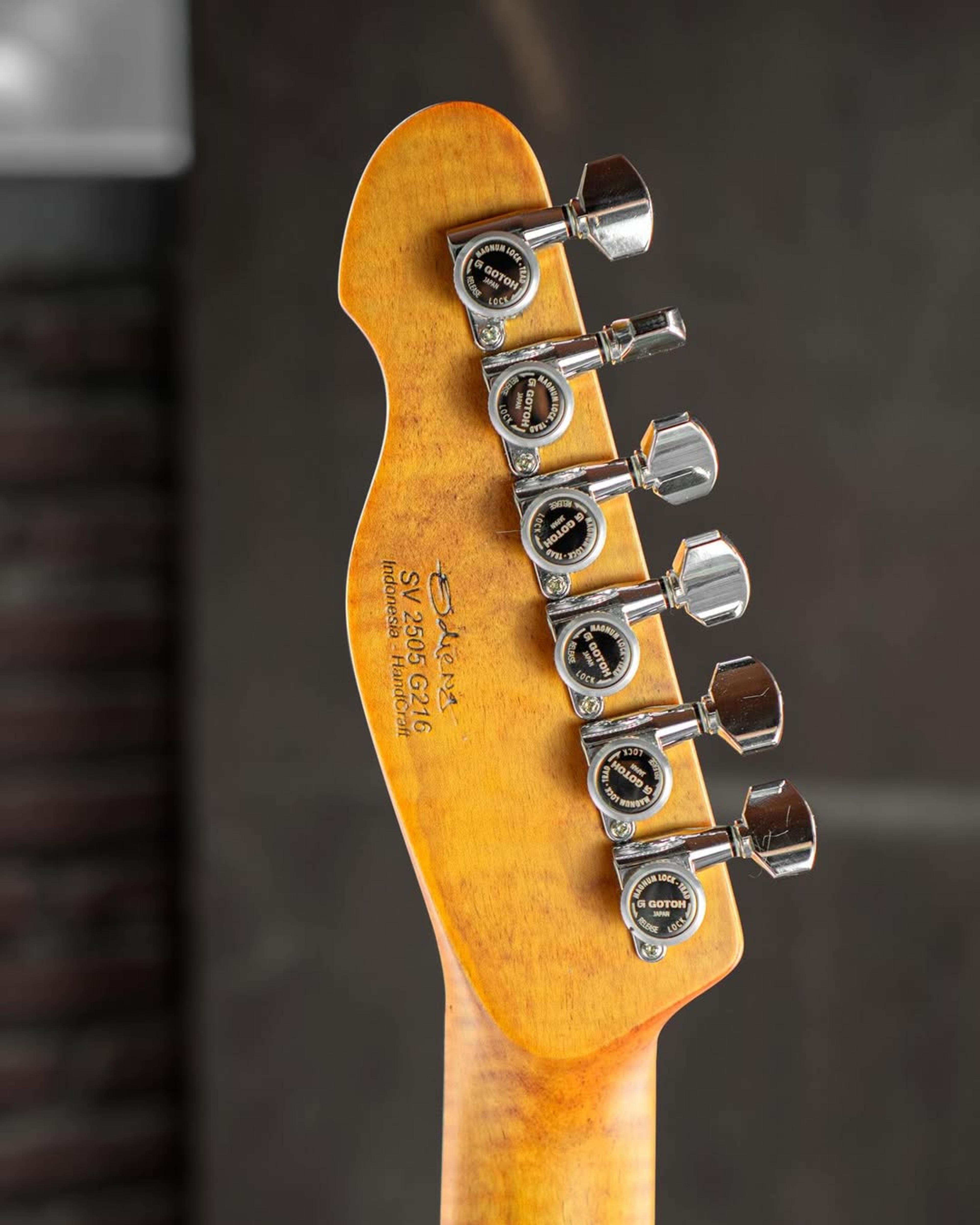 Back Headstock view of the ODIENG Parama Guitar Aged Cream Relic 6 string Guitar