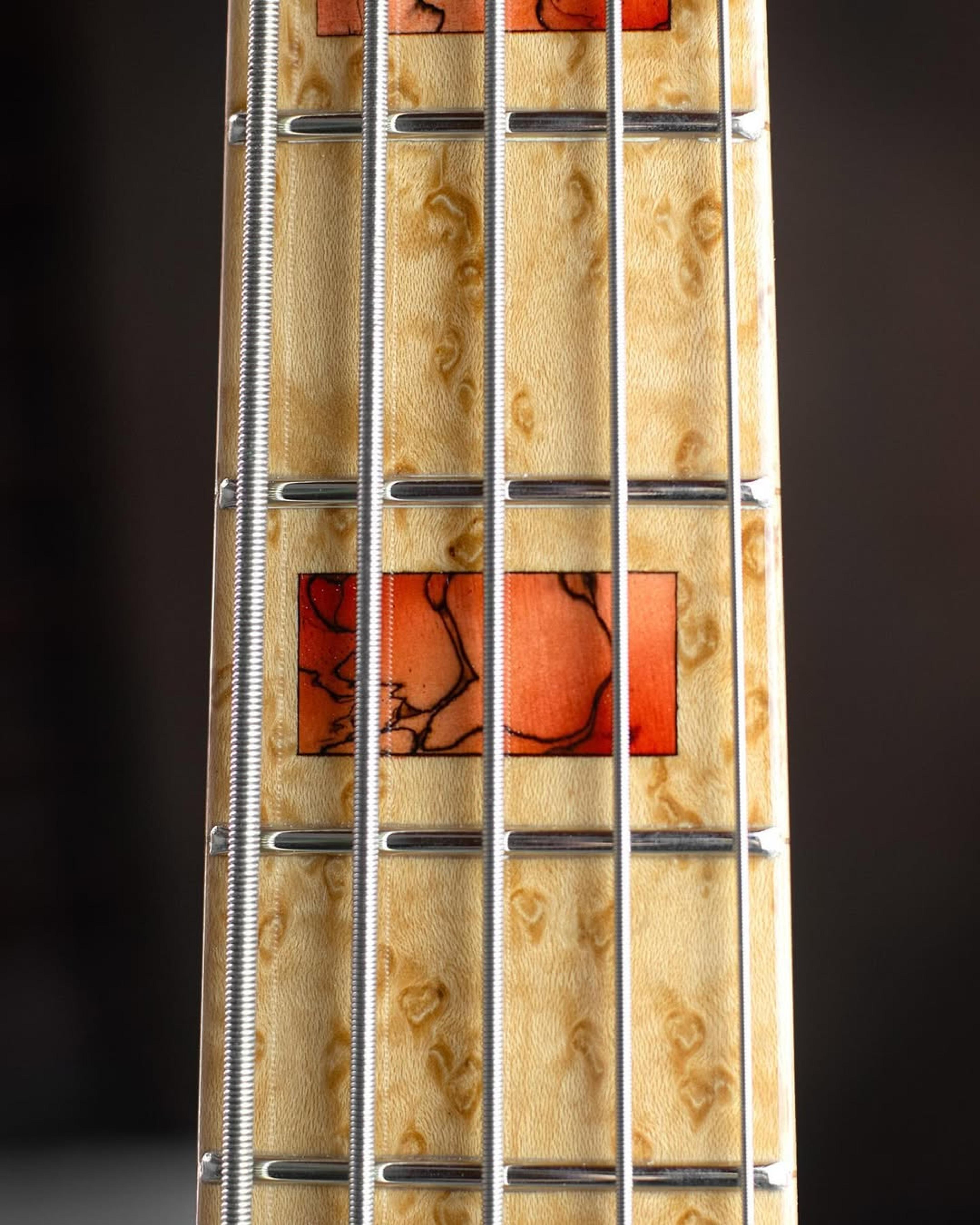 Front detail fretboard view of the ODIENG INZ 5 string bass