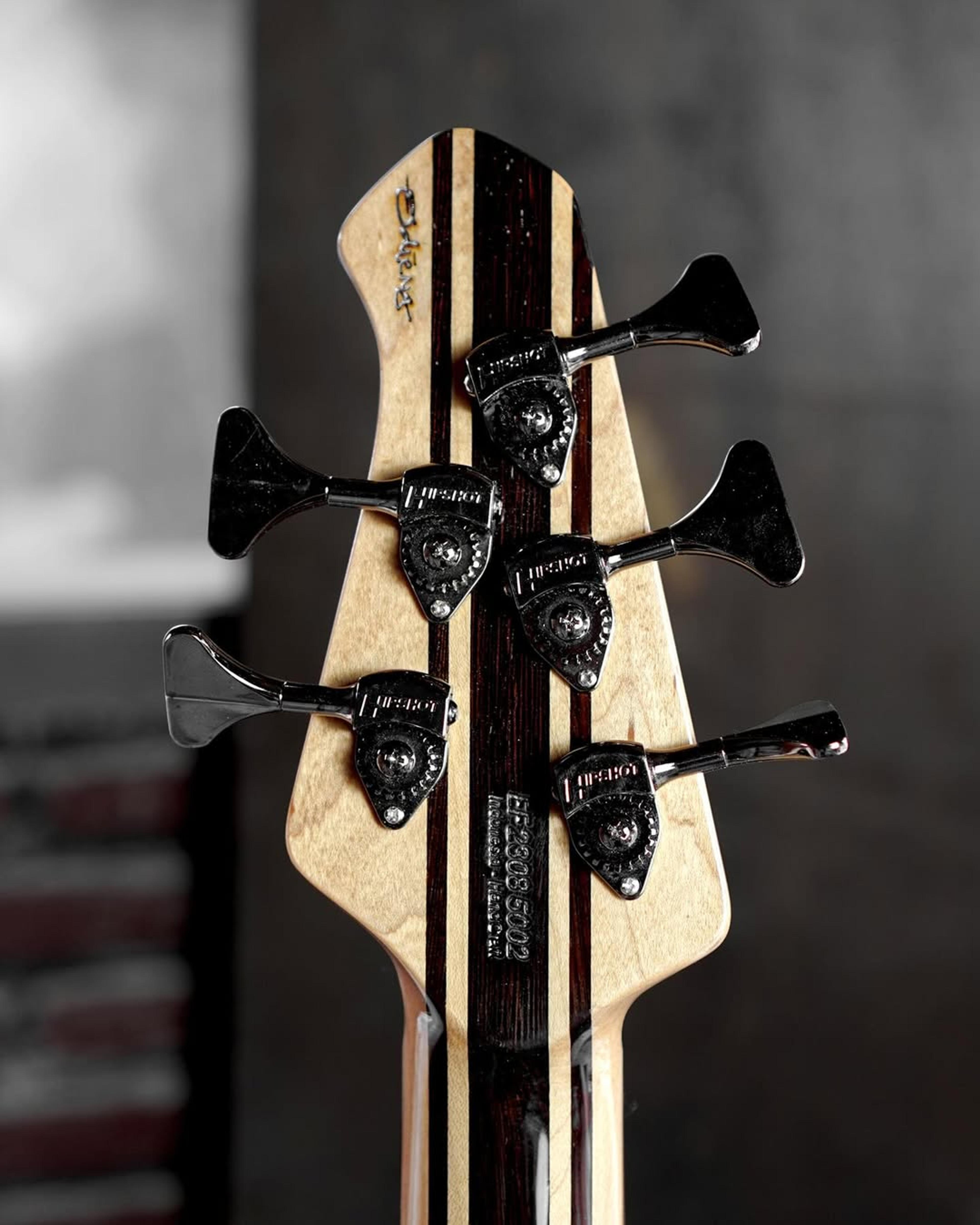 Back Headstock view of the EF Morbid 5 string bass