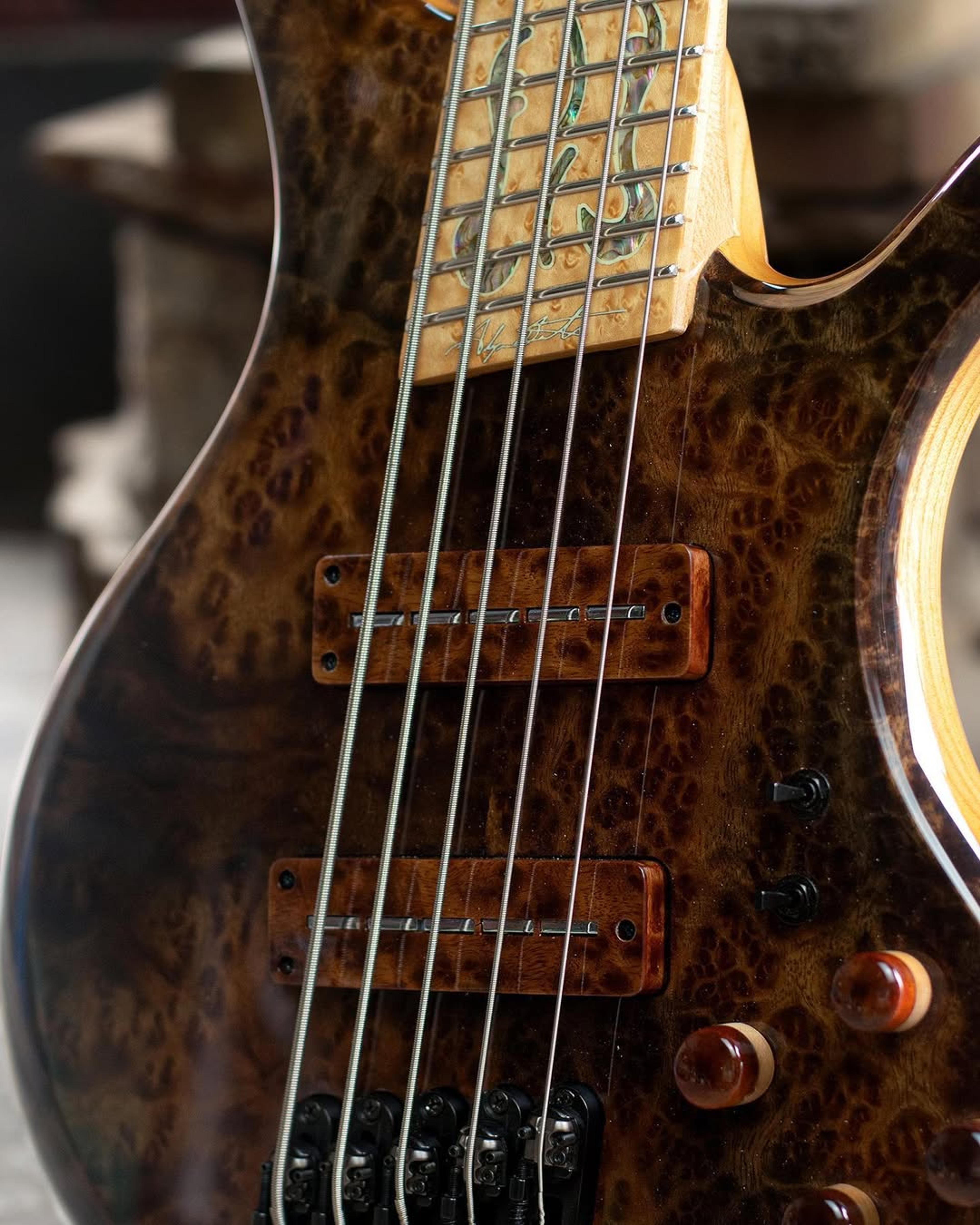 Side Body view of the ODIENG Orfeo Headless 5 string bass