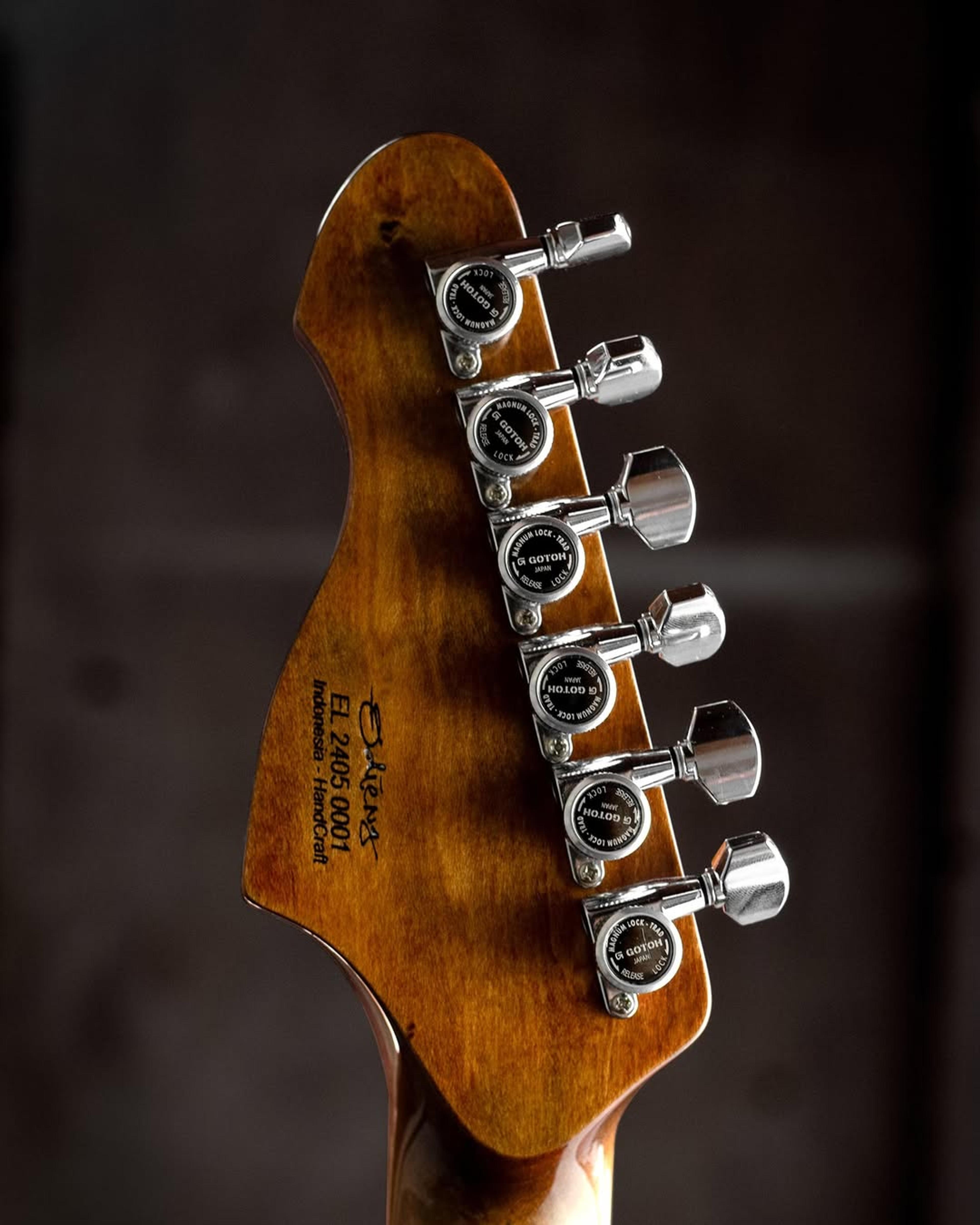 Back Headstock view of the ODIENG El Signature 6 string Guitar
