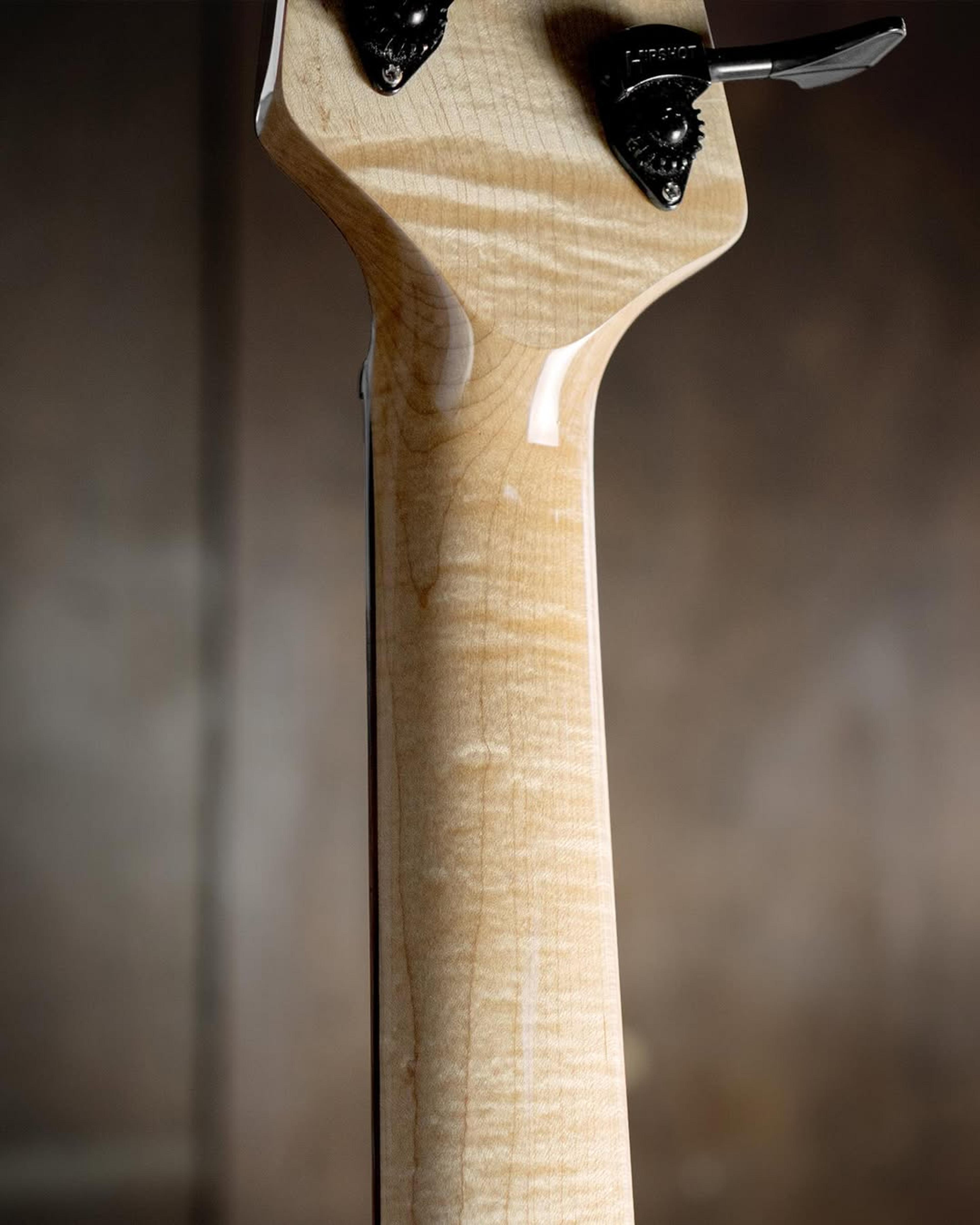 Back Neck detail view of the ODIENG XJB 5 string bass