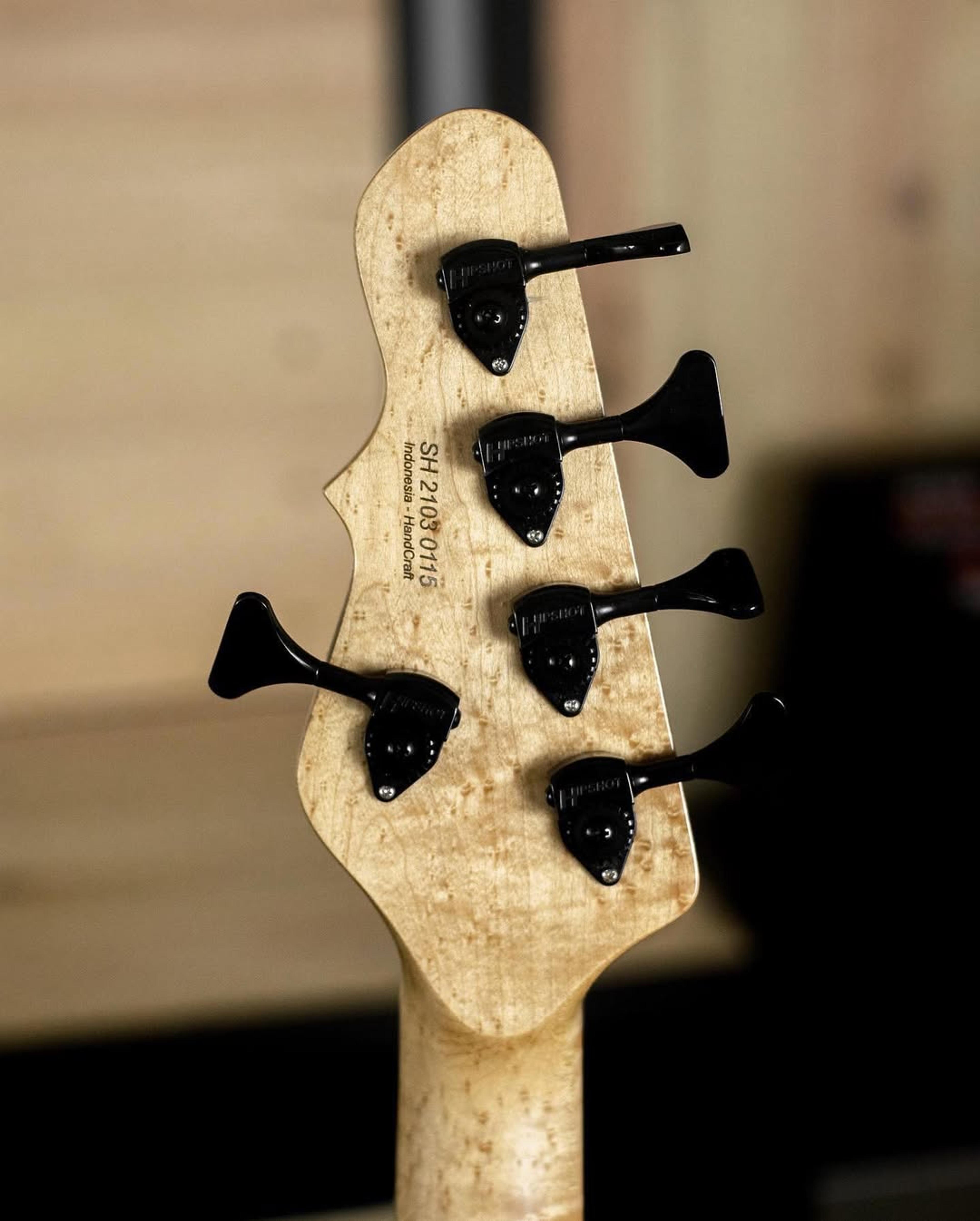 Back Headstock view of the ODIENG Corvette 5 string bass