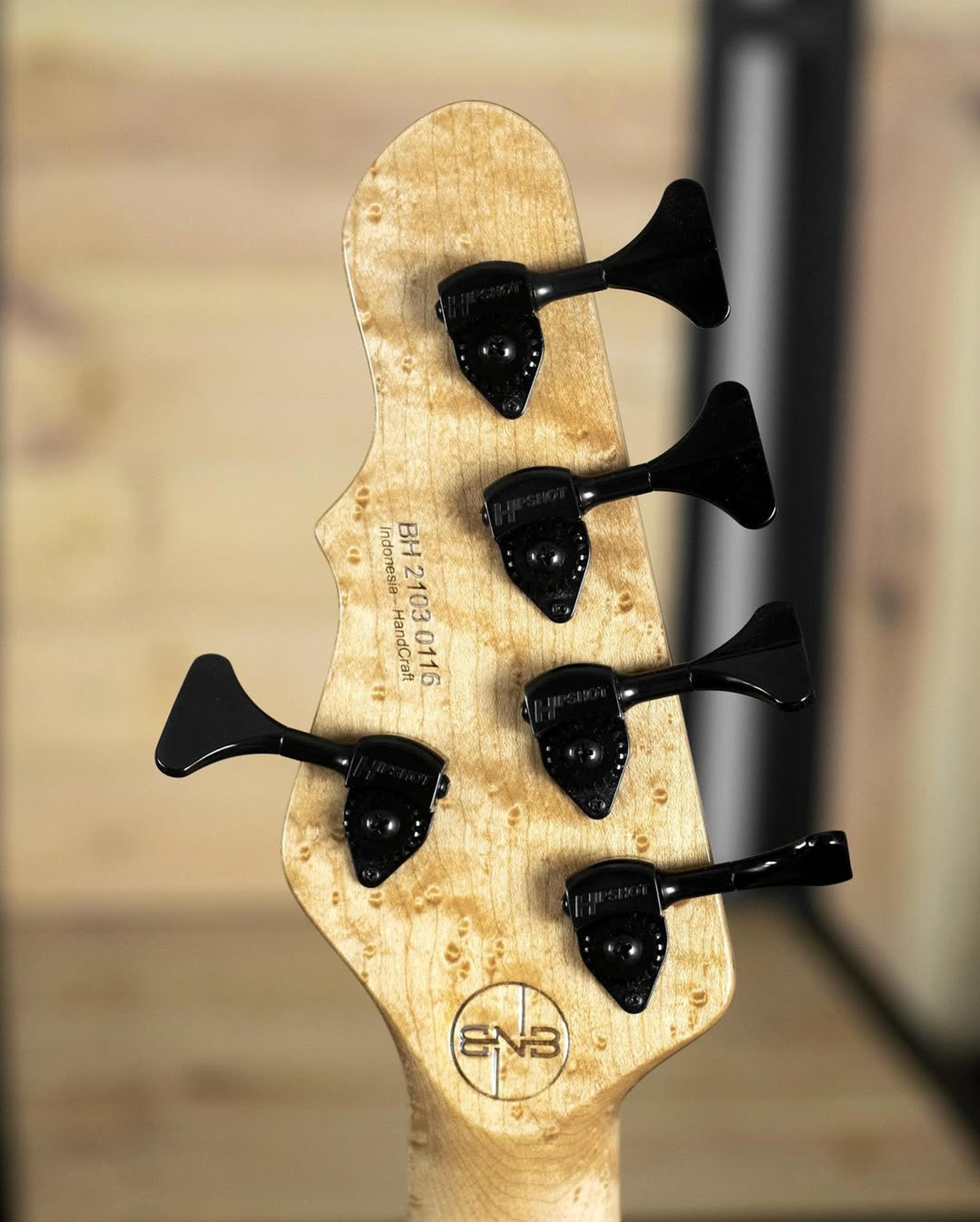 Back Headstock view of the ODIENG Corvette 5 string bass