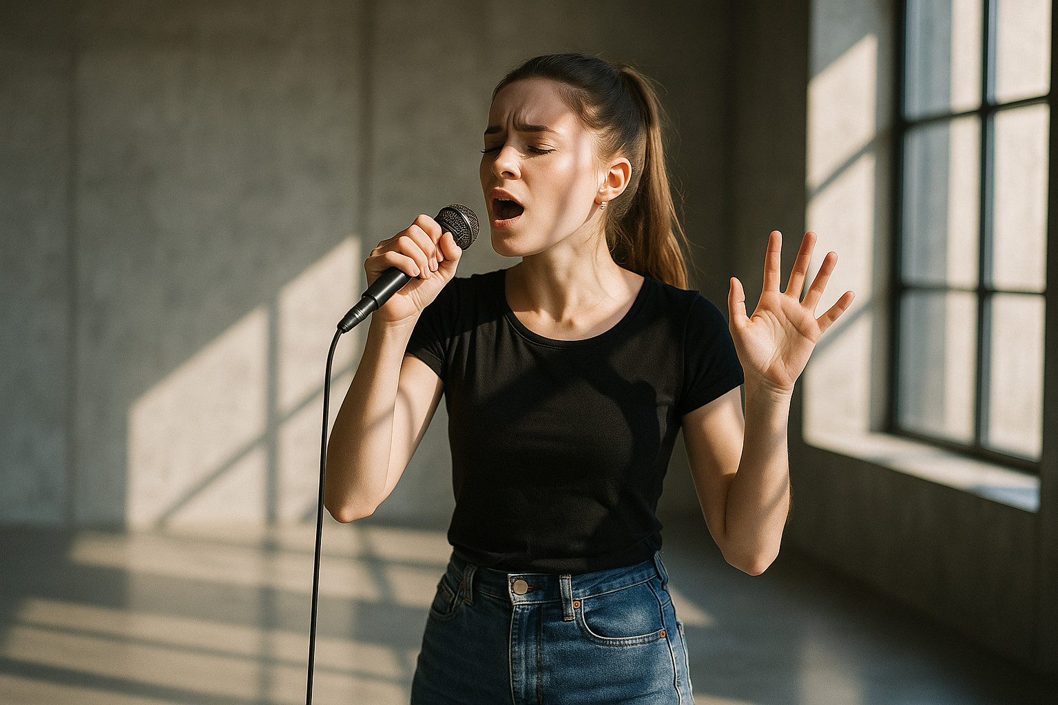 A singer performing on stage at a Dubai venue, representing singers in Dubai building music careers
