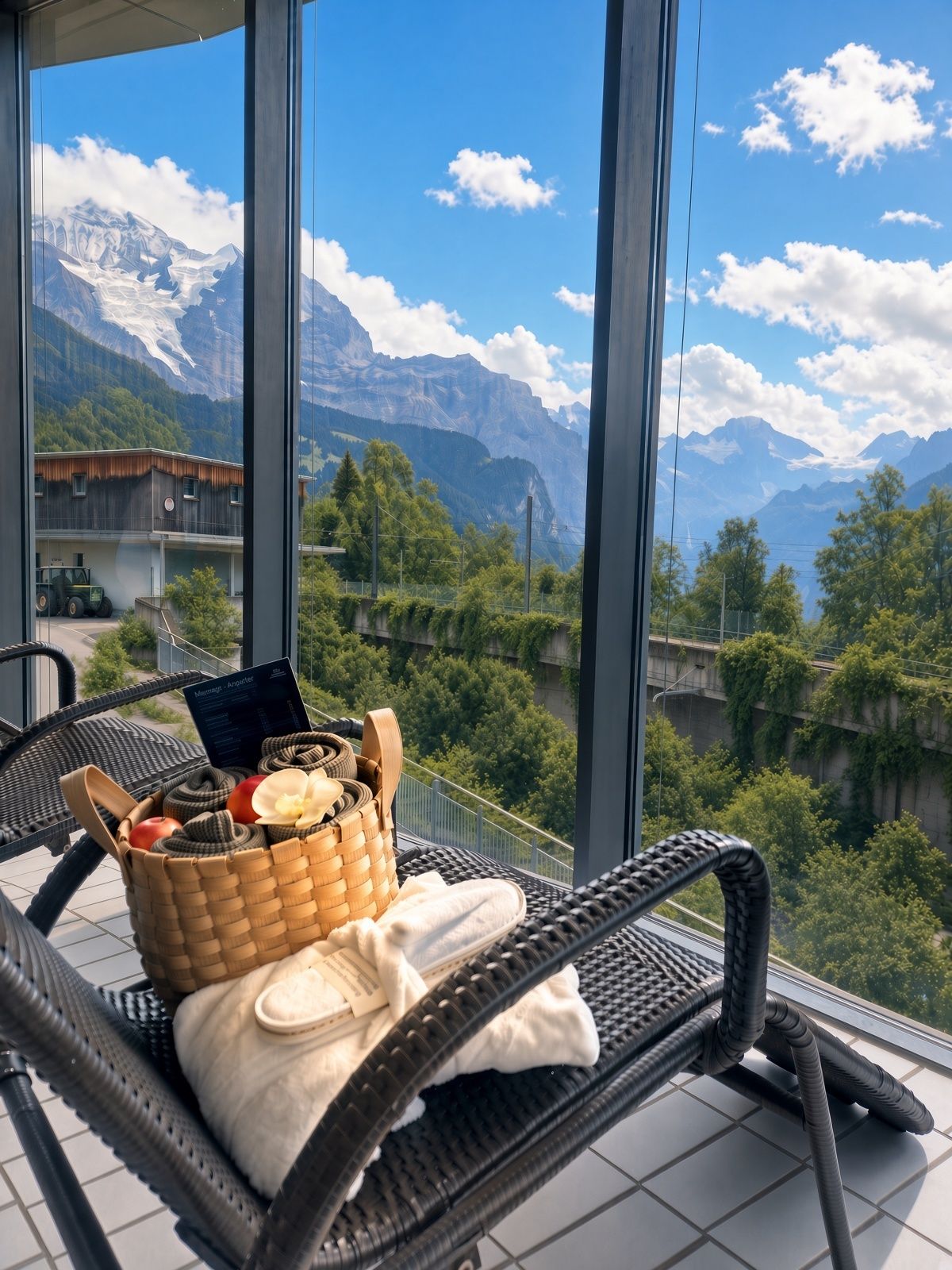 Ruhebereich mit Blick in die Berge im Victoria Spa