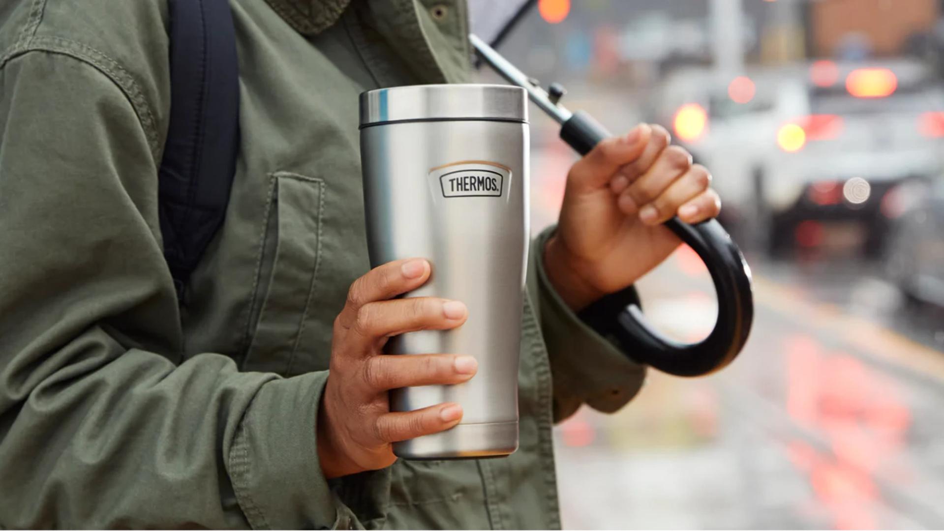 Man with Thermos tumbler