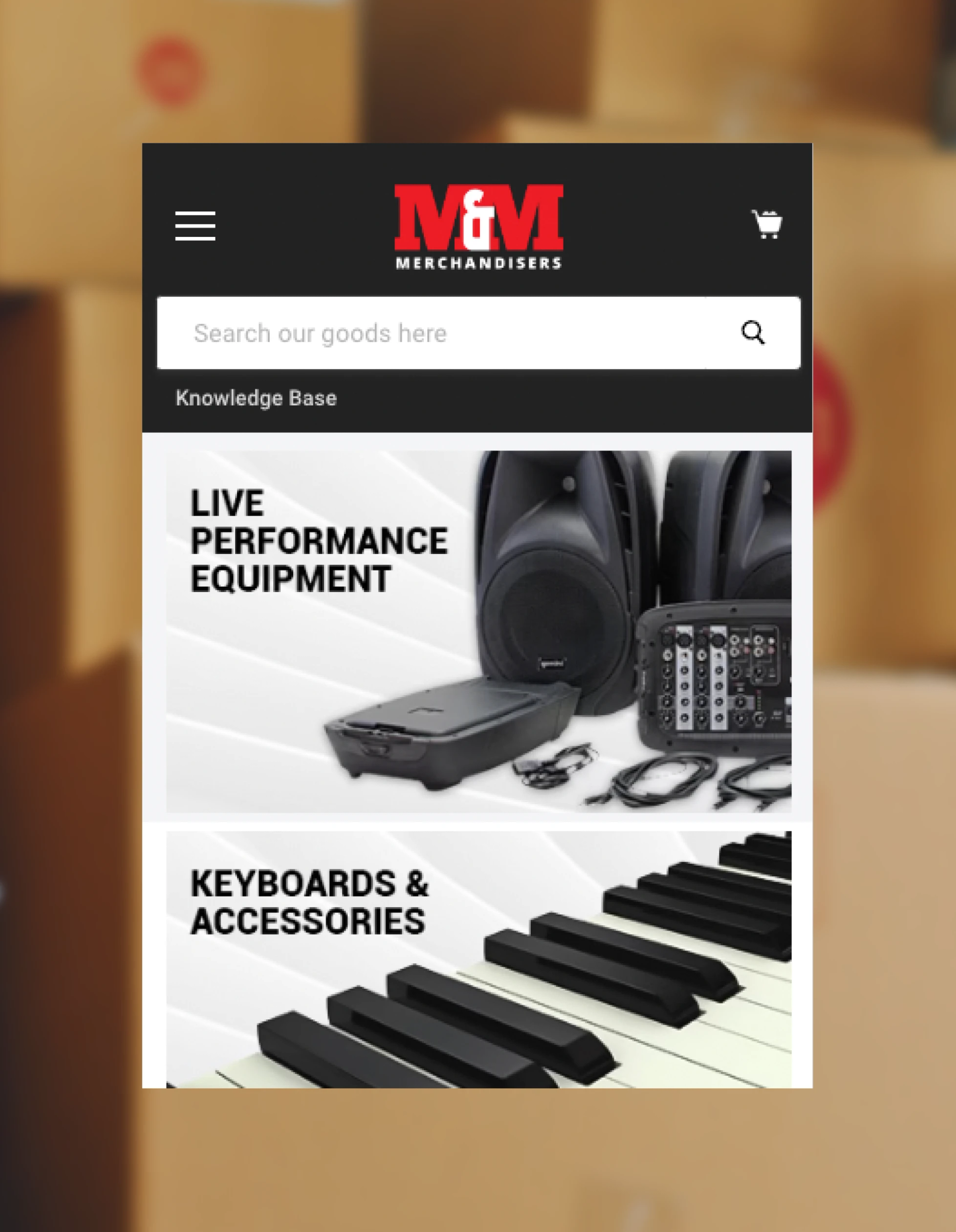 M&M Merchandisers website mobile