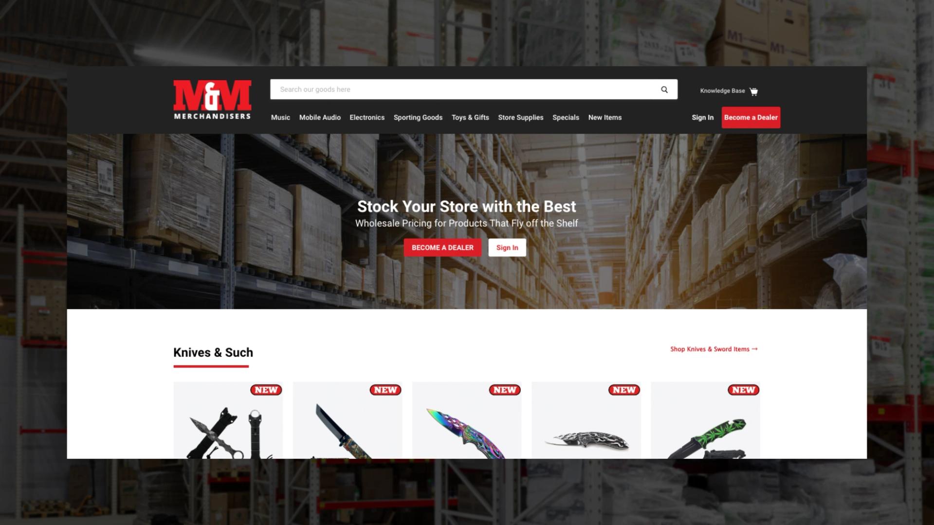 M&M Merchandisers desktop website