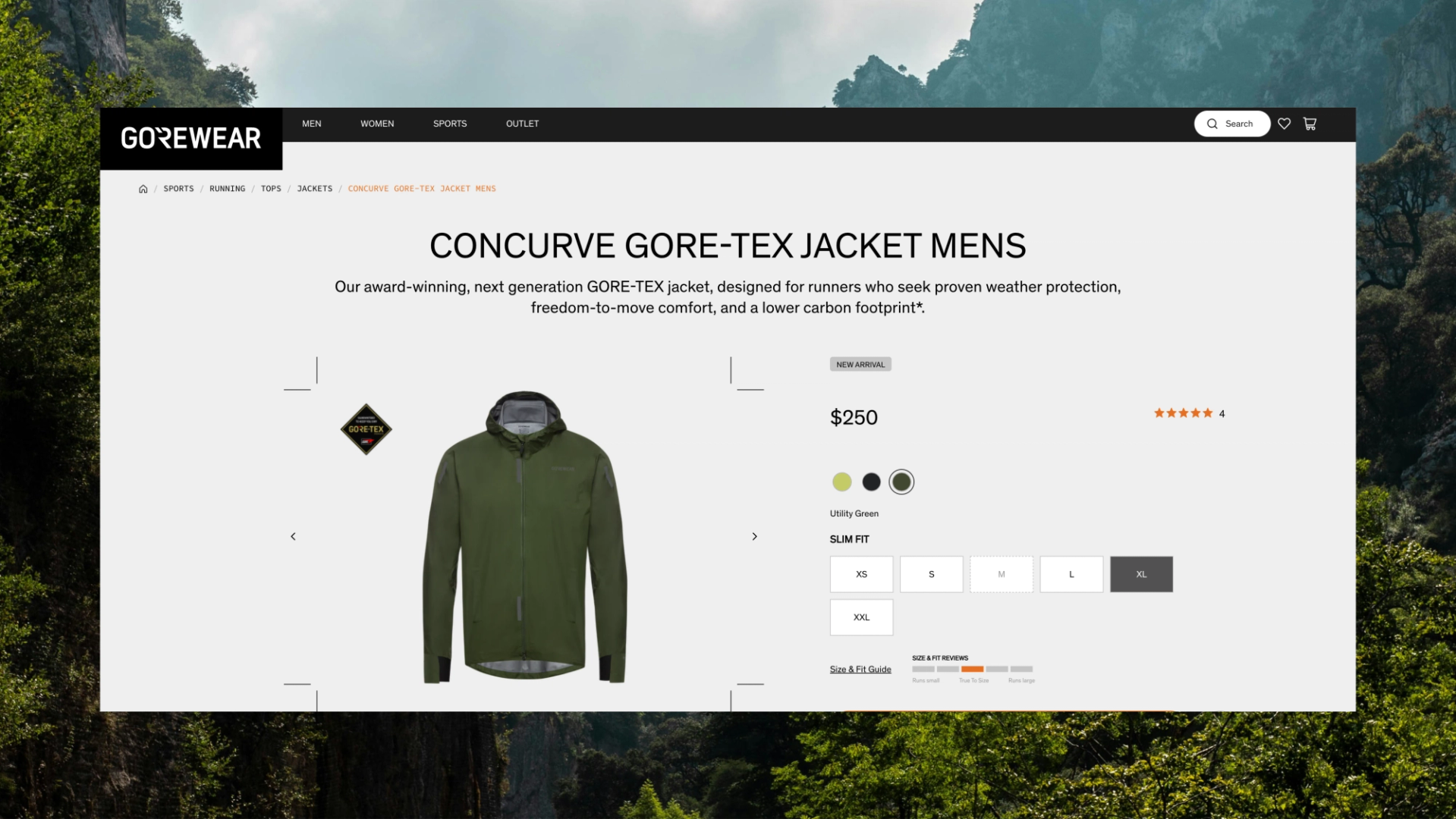 Gorewear website desktop