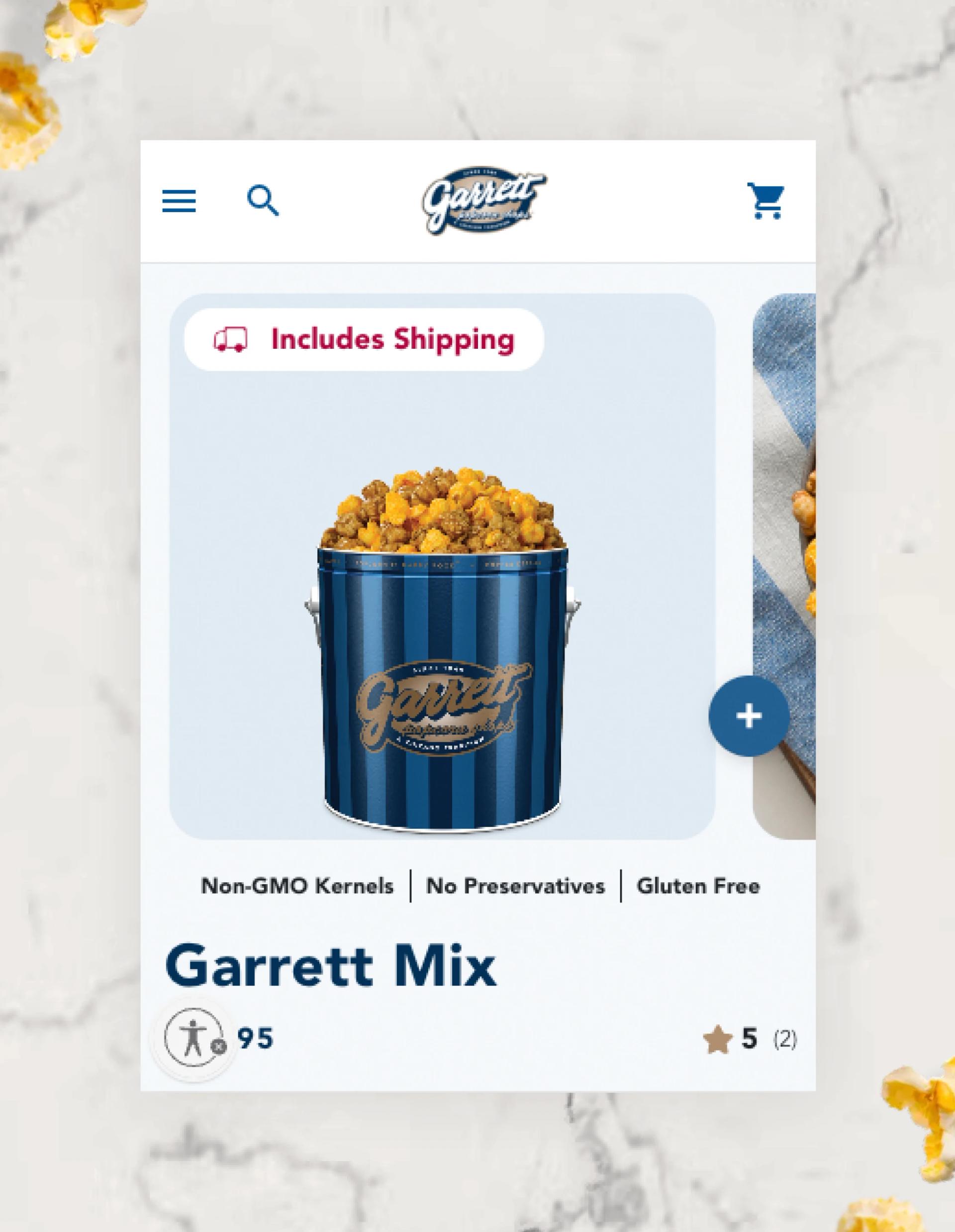 Garrett Popcorn website mobile