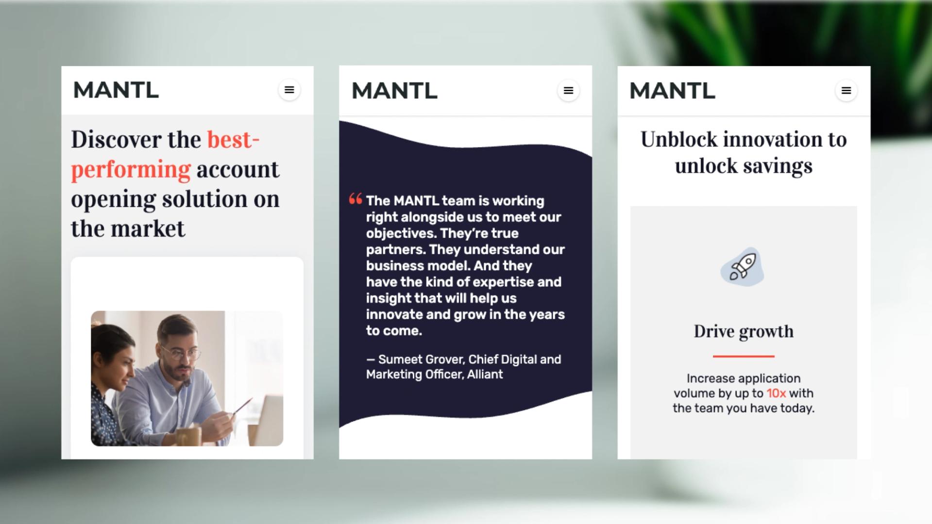 Mantl website mobile