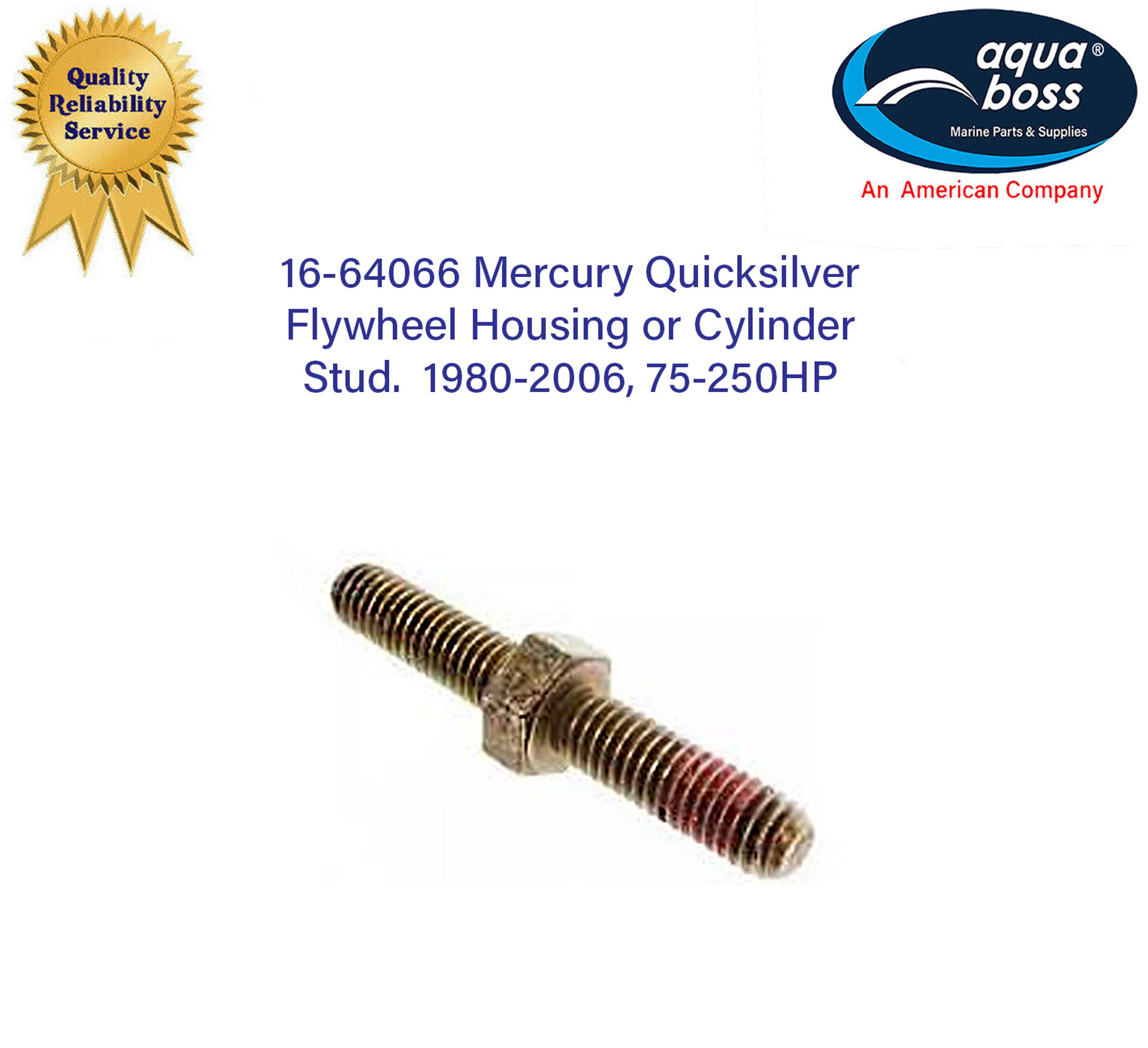16-64066 Mercury Quicksilver Flywheel Housing Cylinder Stud 1980-2006, 75-250 HP